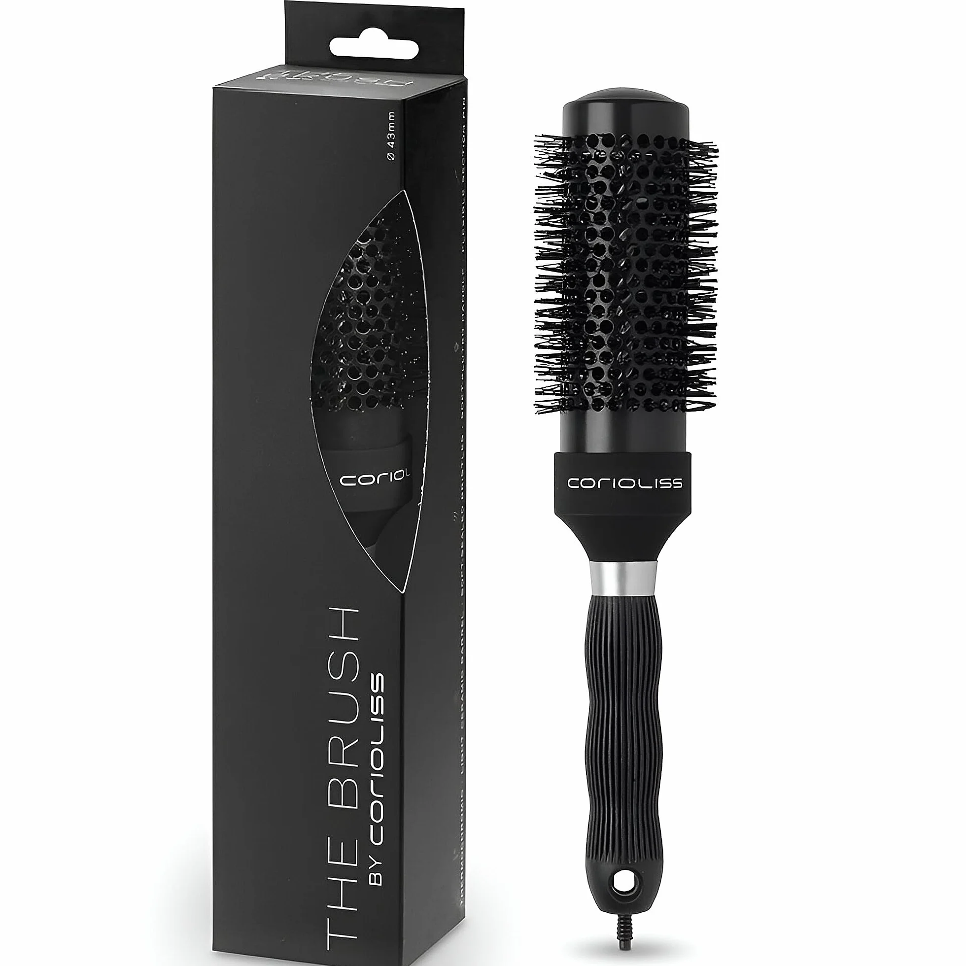 Corioliss Brush Black | Szczotka do włosów dla kobiet | Termochromiczna szczotka ceramiczna | Idealny do bardzo długich i grubych włosów | 43 mm