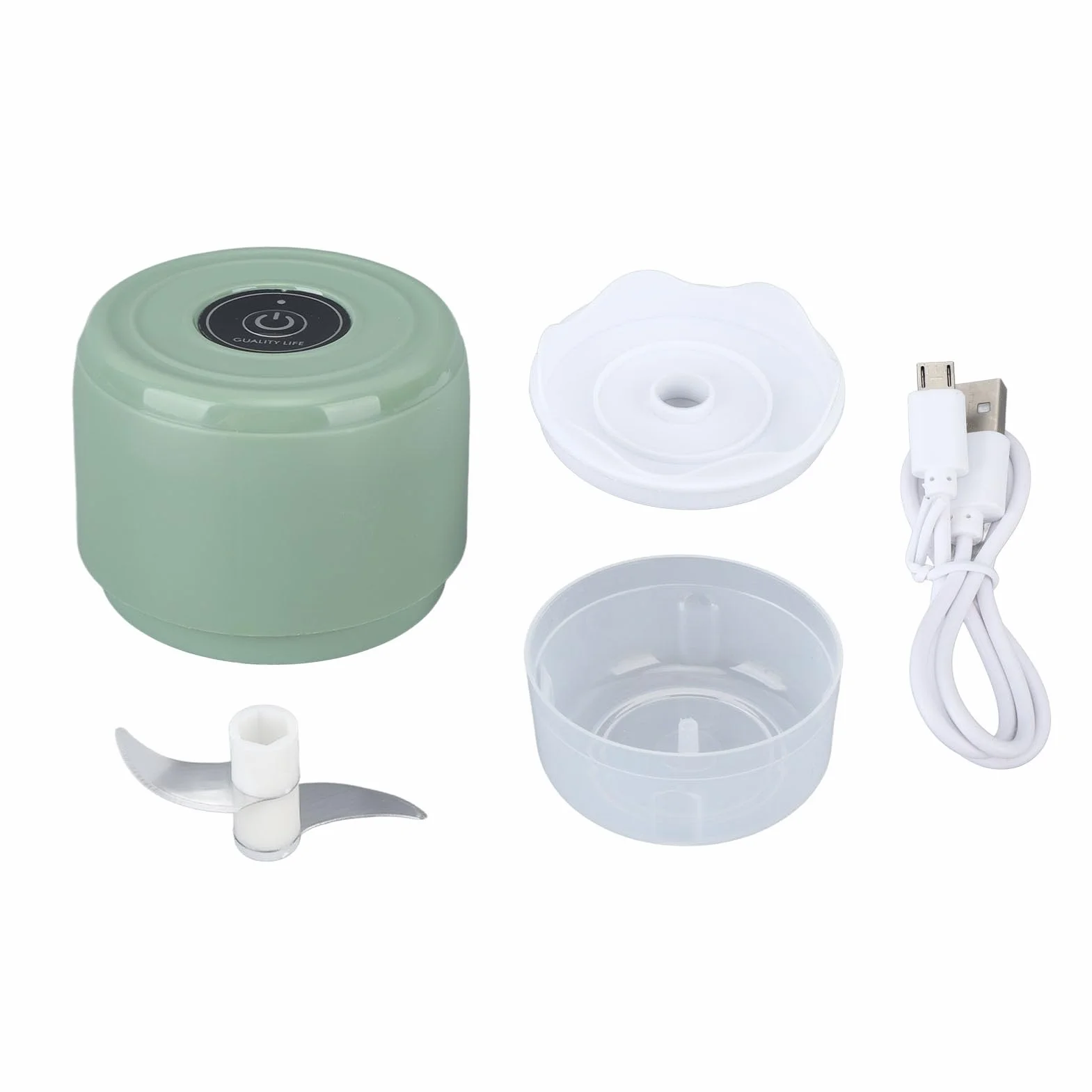 Mini Bezprzewodowy Elektryczny Rozdrabniacz Czosnku, Akumulator USB, Przenośny Robot Kuchenny do Cebuli Imbir Camping, pojemność 100 Ml (Zielony)