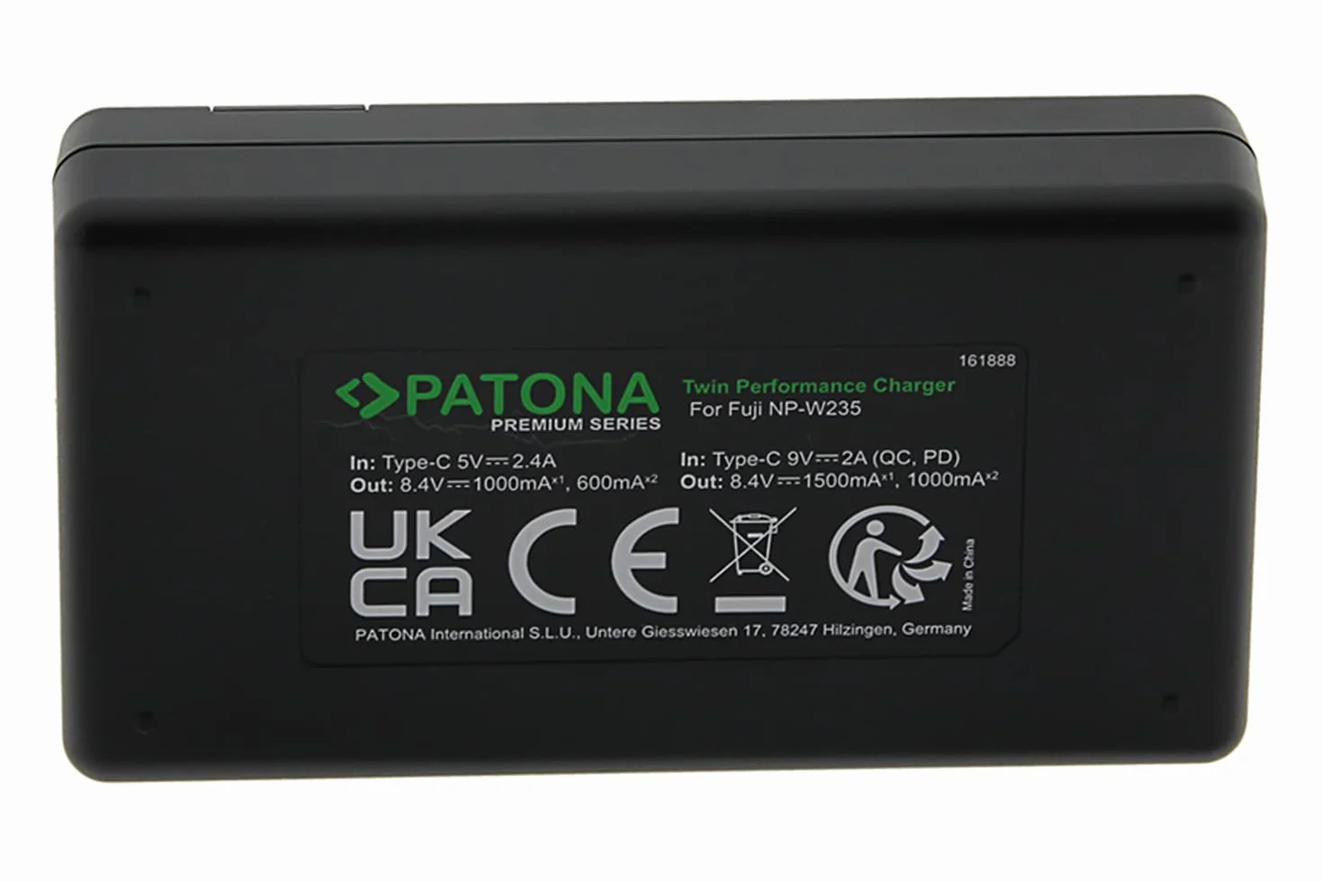 PATONA V1 Protect 2 x akumulator NP-W235 (2600mAh) z czujnikiem NTC i obudową V1 - z ładowarką USB PD Performance 161888 (maks. 1500 mA)
