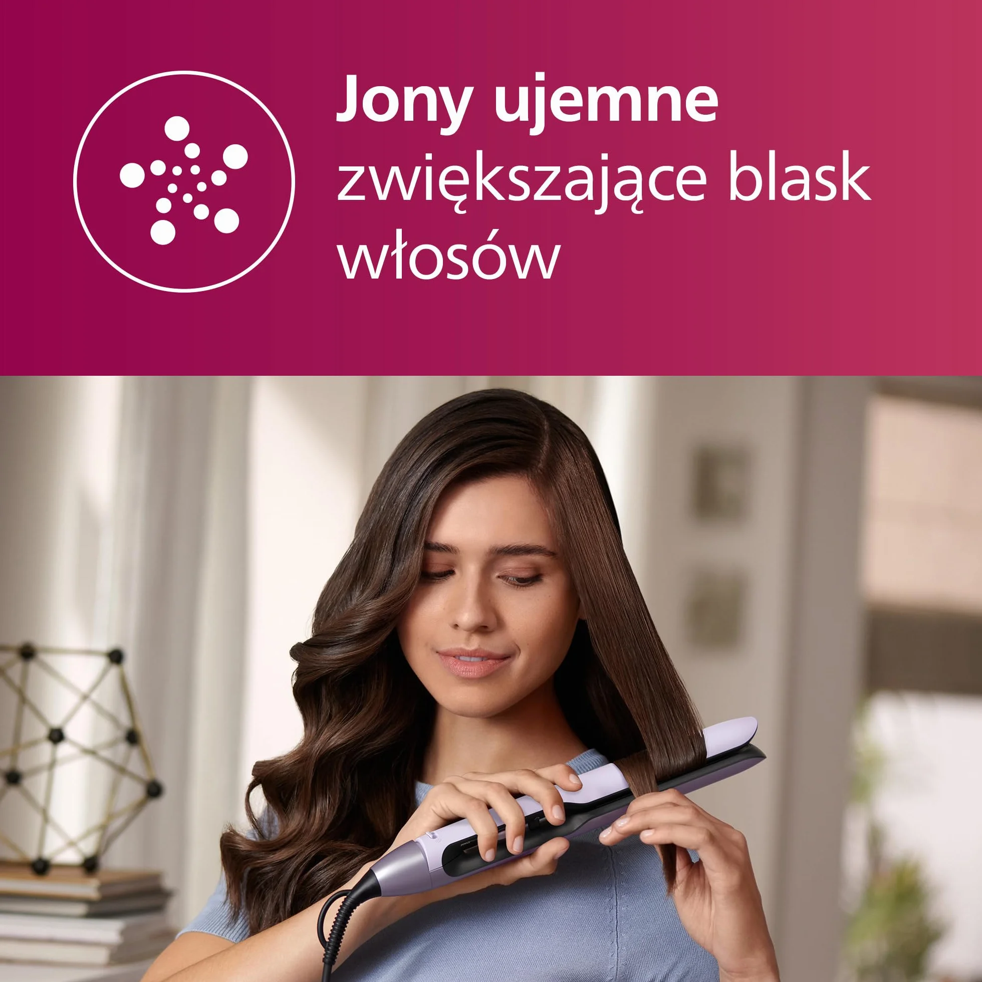 Philips Prostownica do włosów z serii 5000, technologia ThermoShield, jonizacja, wałki pokryte powłoką ceramiczną wzbogaconą olejem arganowym, jasnoróżowy, model BHS530/00