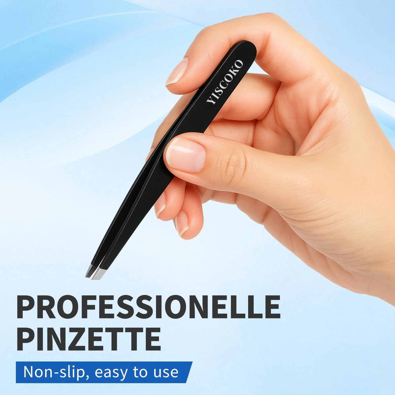 Profesjonalne pęsety do włosów na twarzy dla kobiet, pęsety do brwi ze stali nierdzewnej (2 sztuki, czarne)