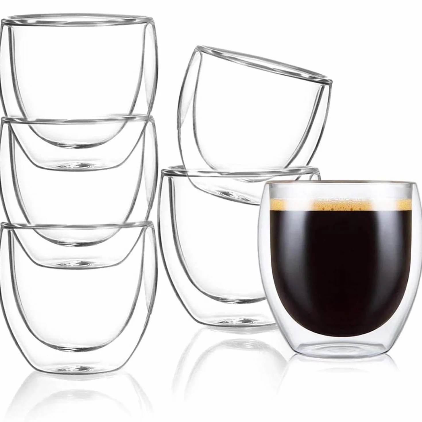 ERBO Zestaw 6 filiżanek do espresso 80 ml podwójne ścianki