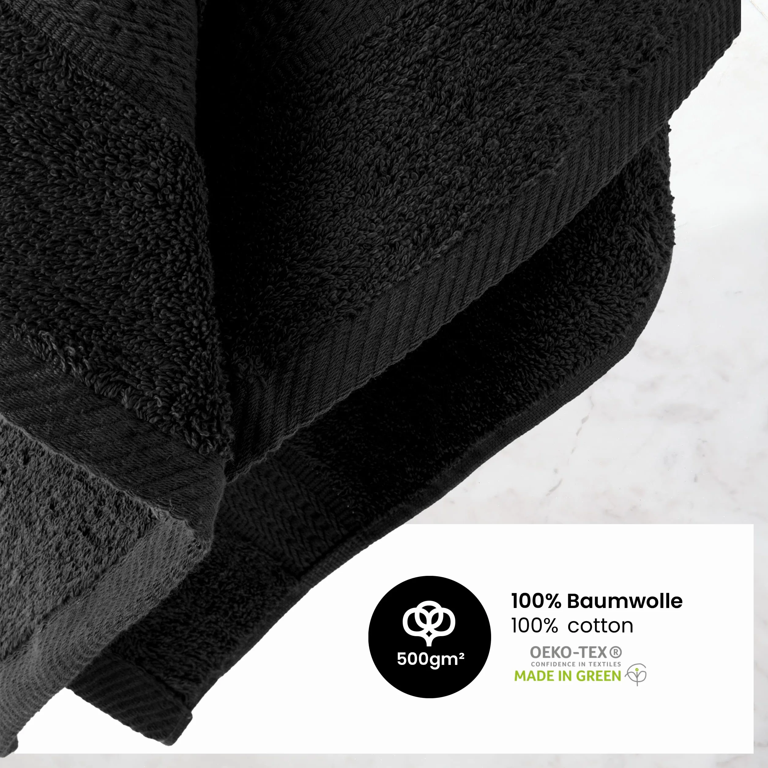 BaSaTex Zestaw 10 ręczników frotte 30x50 czarny 100% bawełny Öko-Tex Made in Green