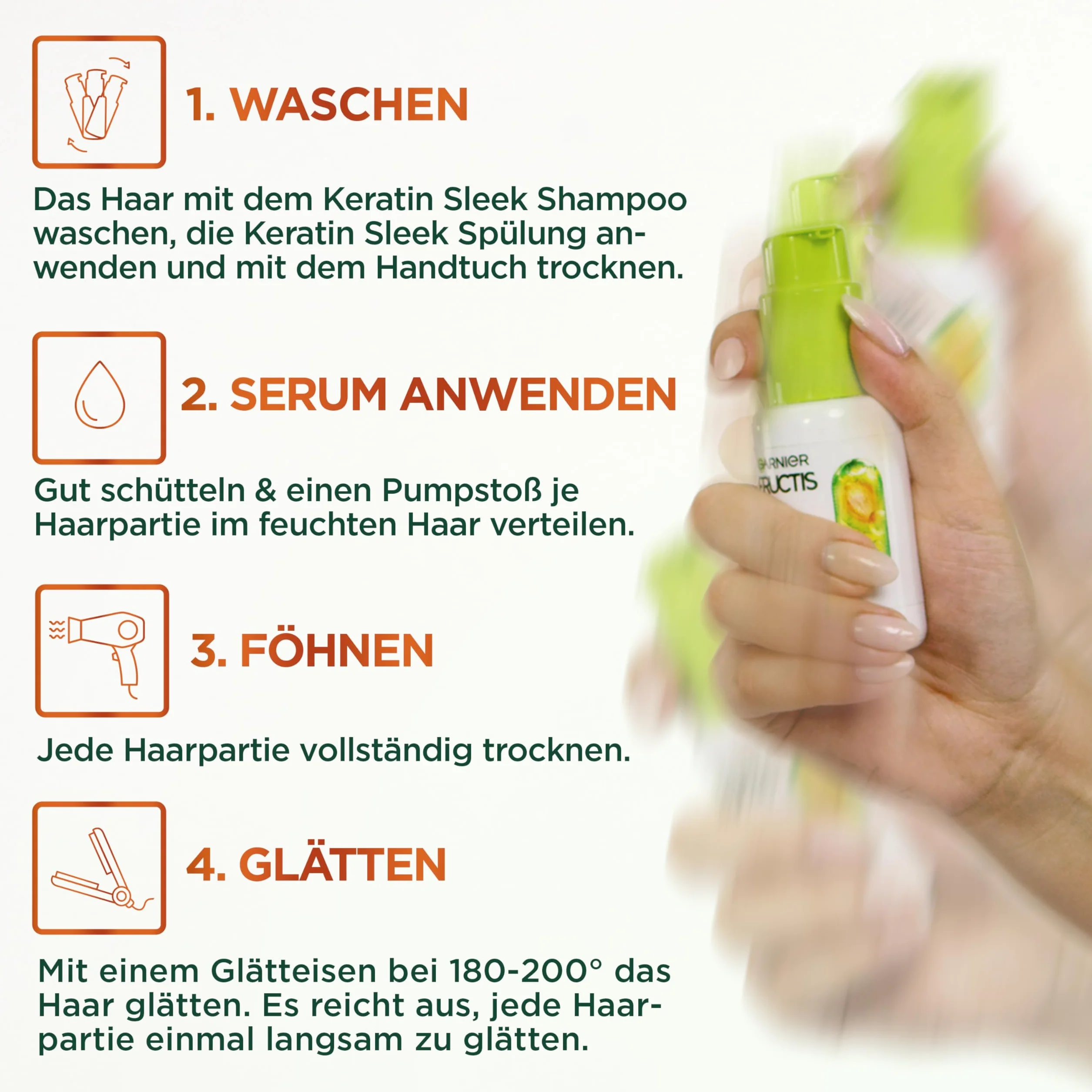Garnier Fructis Sleek & Stay Heat-Activated Serum z alfa-silanami do włosów suchych i skłonnych do puszenia się, 50 ml
