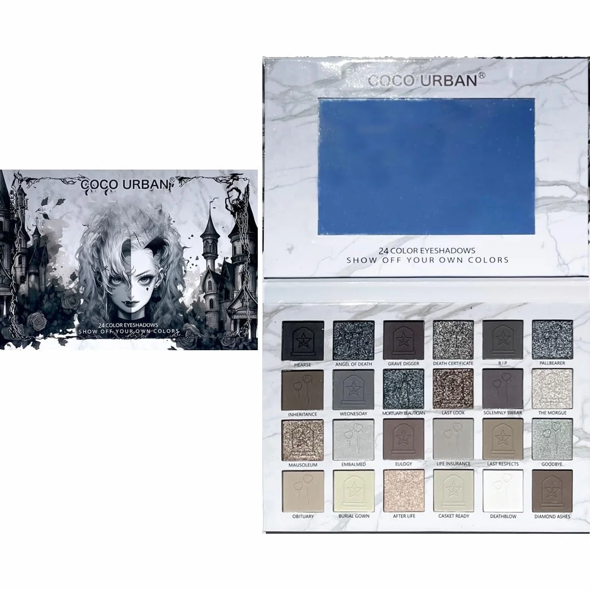 24 kolorów czarno-szare paleta cieni do powiek Smokey, matowe cienie do powiek Smoky, błyszczące, wysoko pigmentowane podstawowe cienie do powiek w kolorach czarny, biały, szary, do makijażu na