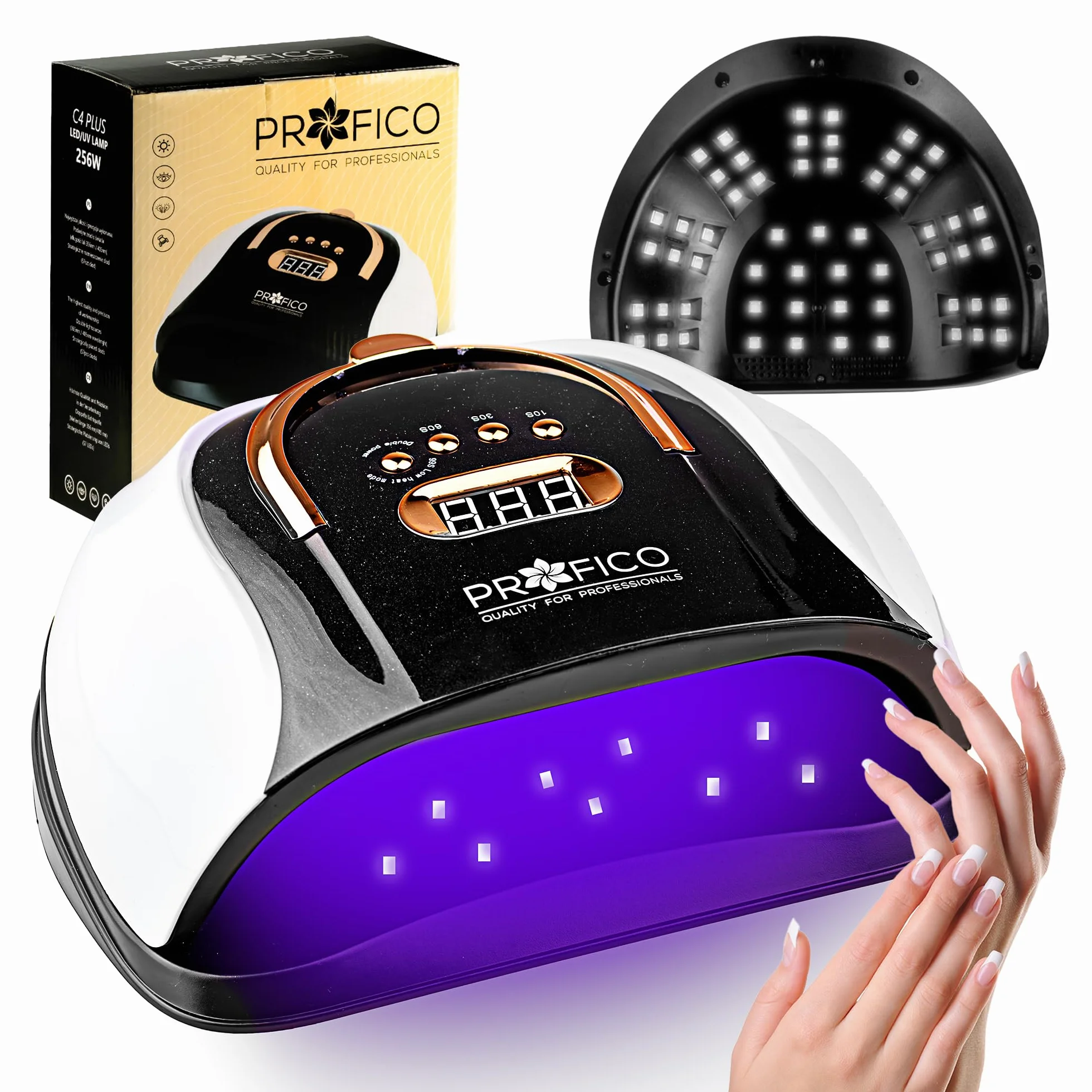 C4 Plus lampa do paznokci UV 256 W, profesjonalna lampa LED do suszenia paznokci