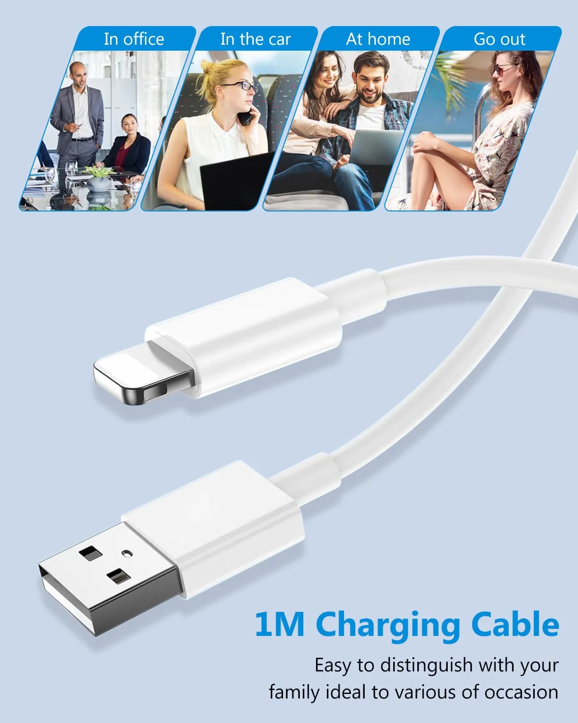 Kabel Ładujący do iPhone'a 1M, [Certyfikat Apple MFi] Kabel USB do Lightning kabel Ładujący USB do iphone'a Cable Szybkiego ładowania Phone Przewód do iphone'a 14 13 12 11 Pro Max XS XR X 8 iPad