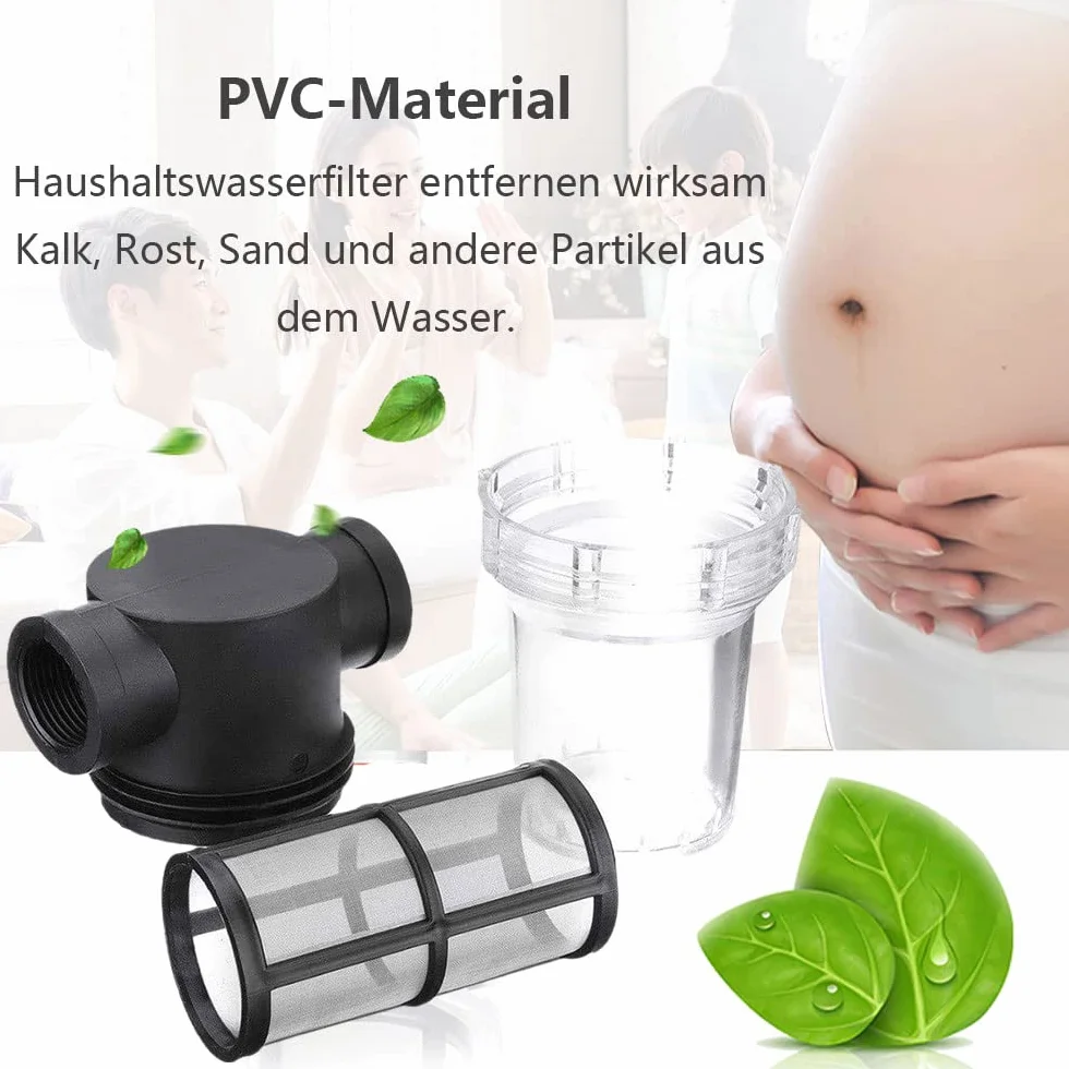 LATRAT Filtr rurowy, wysokiej jakości materiał nylonowy PCW, przezroczysty filtr do wody, mocowanie, filtr wody do ciśnienia, wlotu wody, siatka 3/4-80)