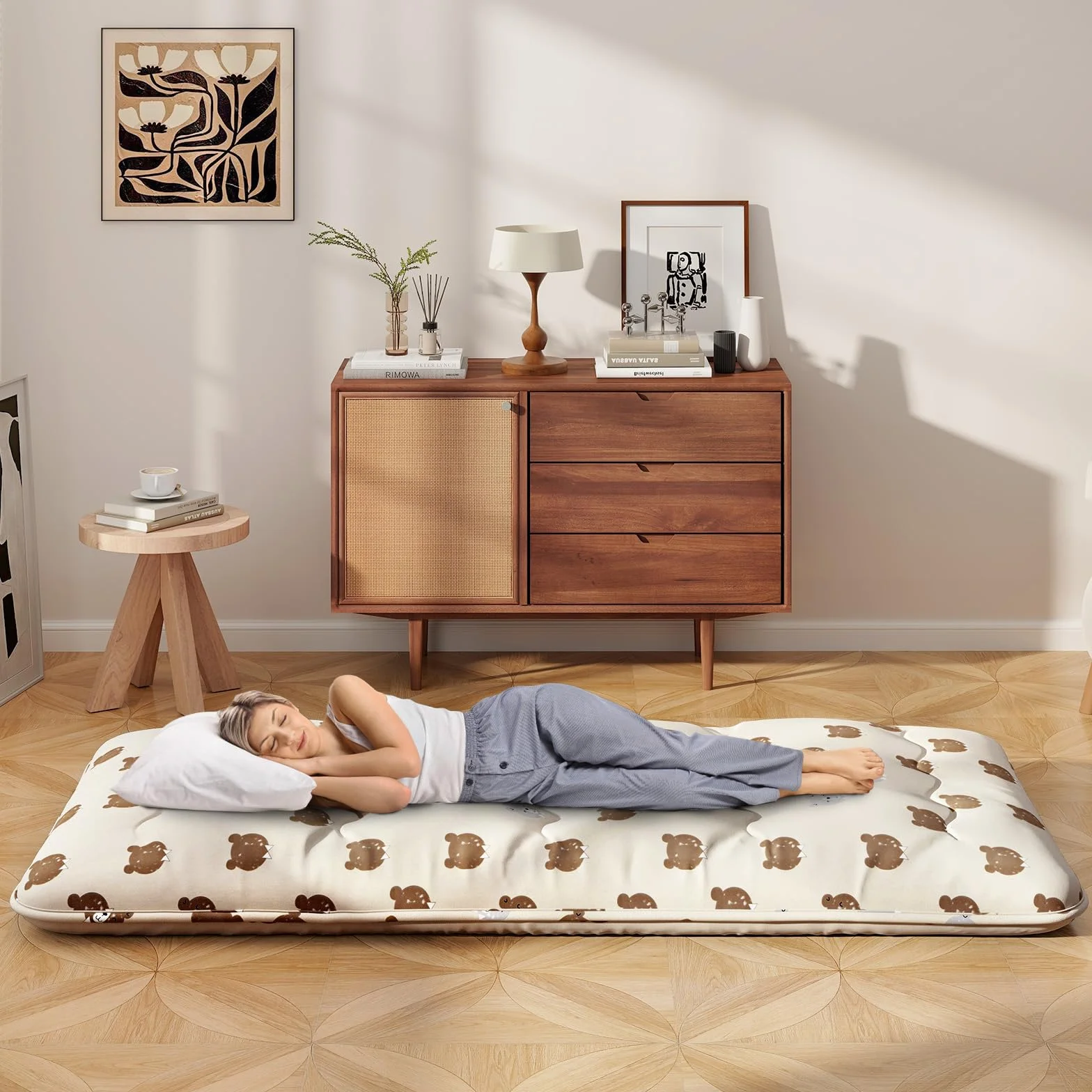 COSTWAY Japoński materac futon składany 90x200 cm z poszewką do prania