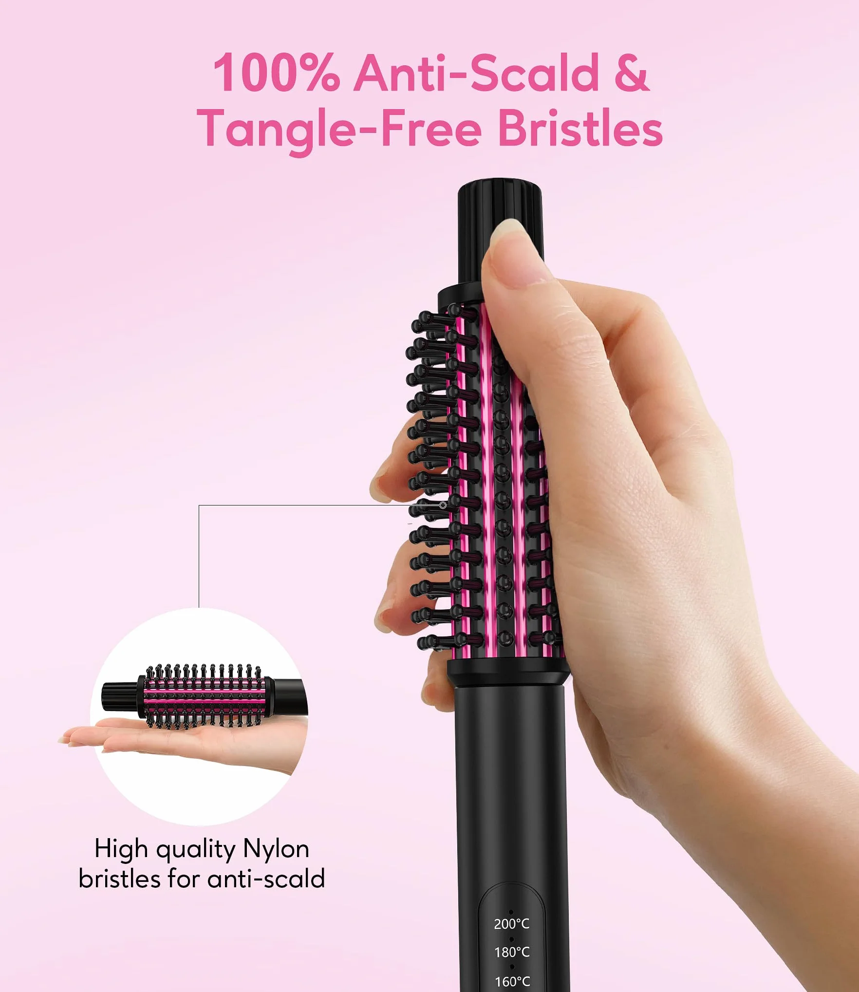 Farery Mini Thermal Brush – lokówka z 3 stopniami regulacji temperatury, podróżna lokówka do krótkich włosów (2,5 cm), podgrzewana okrągła szczotka do tworzenia delikatnych loków, podwójne napięcie