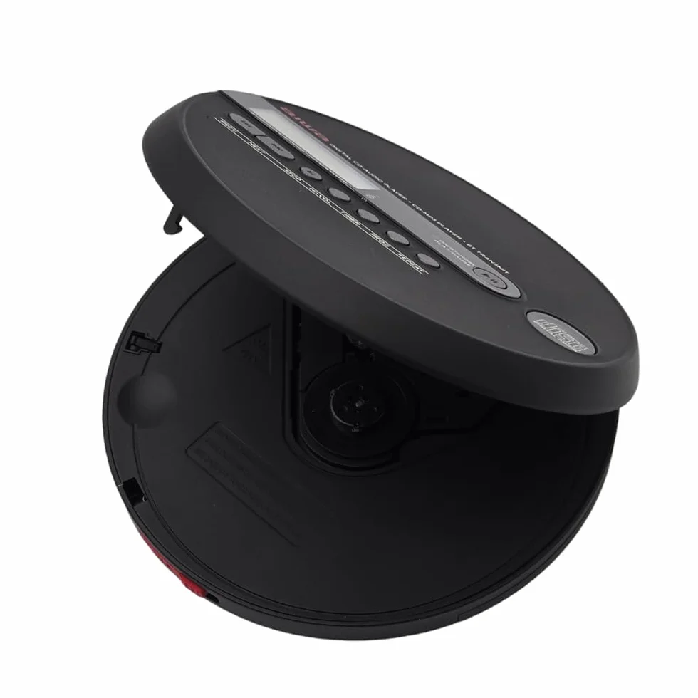 AIWA PCD-1000BT Przenośny odtwarzacz CD do odtwarzania płyt CD/CD-R/RW/MP3, antywstrząsowy, nadajnik Bluetooth i akumulator, kolor czarny