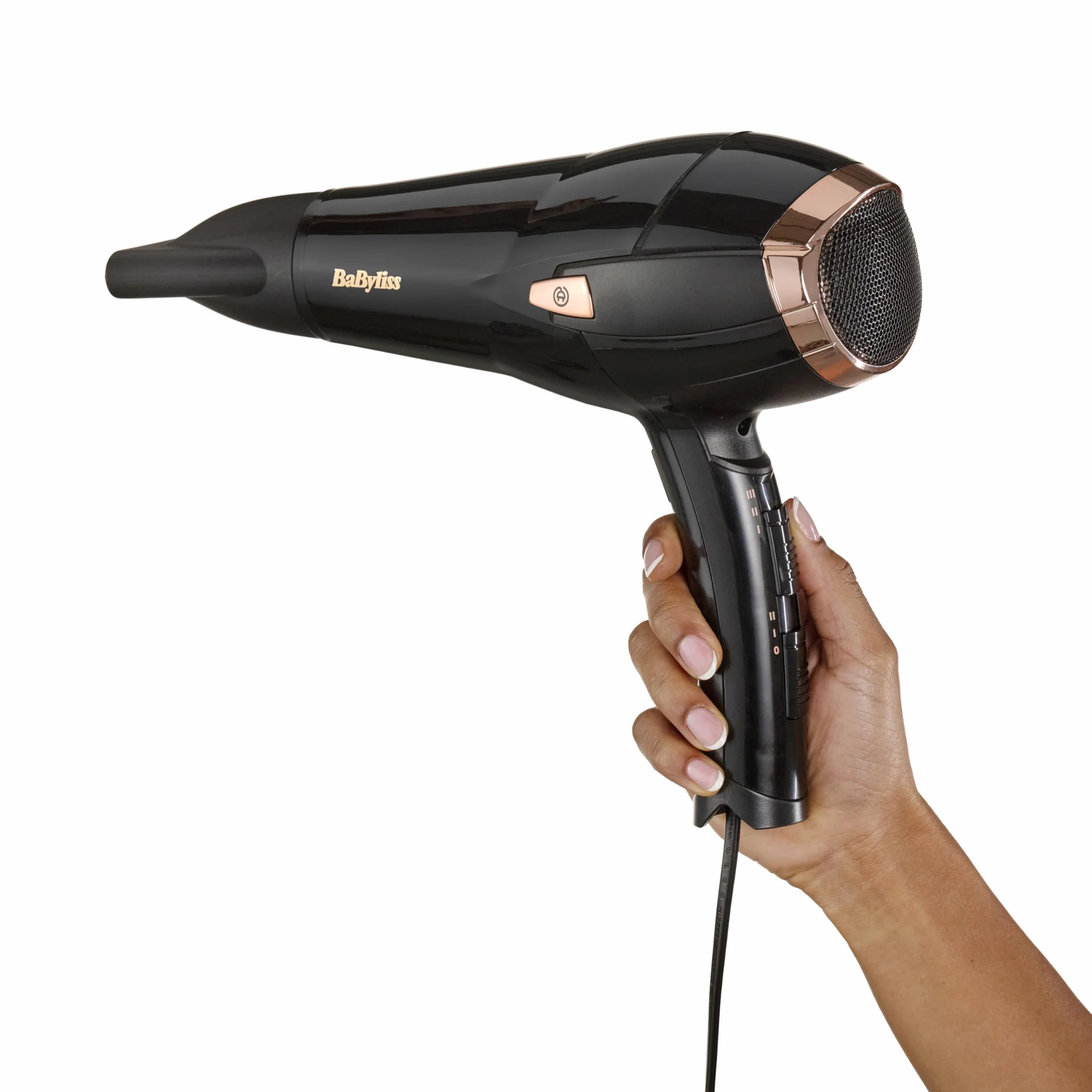Suszarka BaByliss Cordkeeper - Suszarka do włosów o mocy 2000 W z unikalnym 1,65m zwijanym przewodem, jonizacją zapobiegającą puszeniu się włosów, 3 ustawienia temperatury i 2 prędkości, czarna, D373E