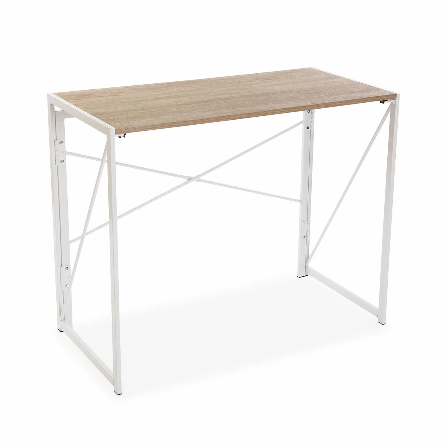 Versa Jack Składane Biurko Komputerowe 74 x 45 x 90 cm Białe Drewno Metal