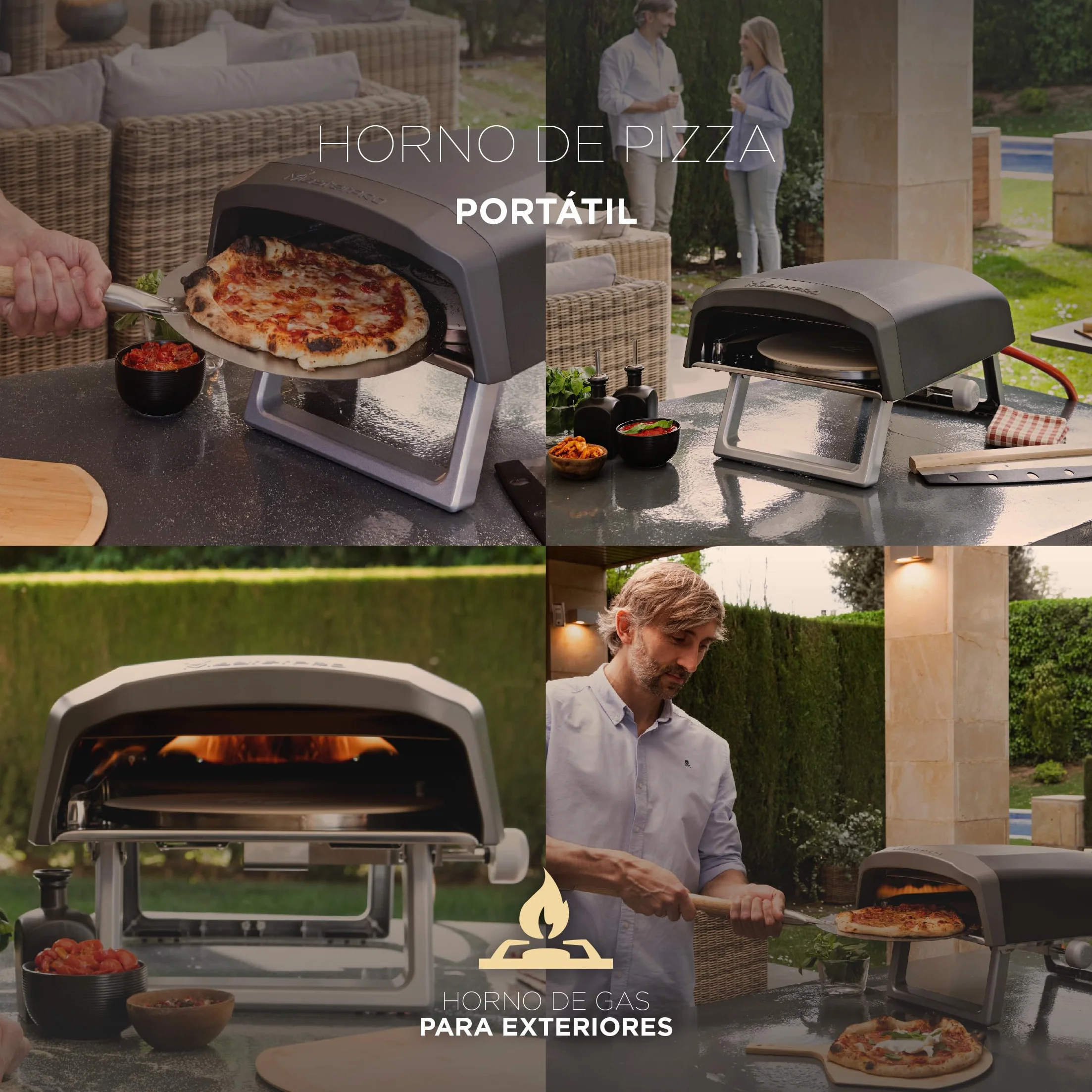 MasterPRO Napoli przenośny piekarnik do pizzy gazowej 500°C 60 sekund torba transportowa kamienna taca