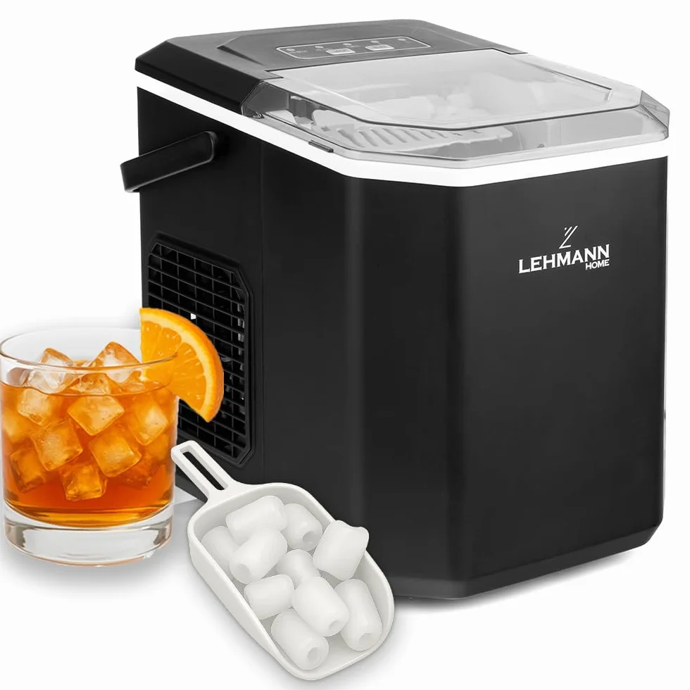 Lehmann Frosty – Kostkarka do Lodu 12kg/24h, Cicha, Kompaktowa, Automatyczne Czyszczenie, Regulacja Rozmiaru Kostek, Timer – Idealna do Domu i na Imprezy
