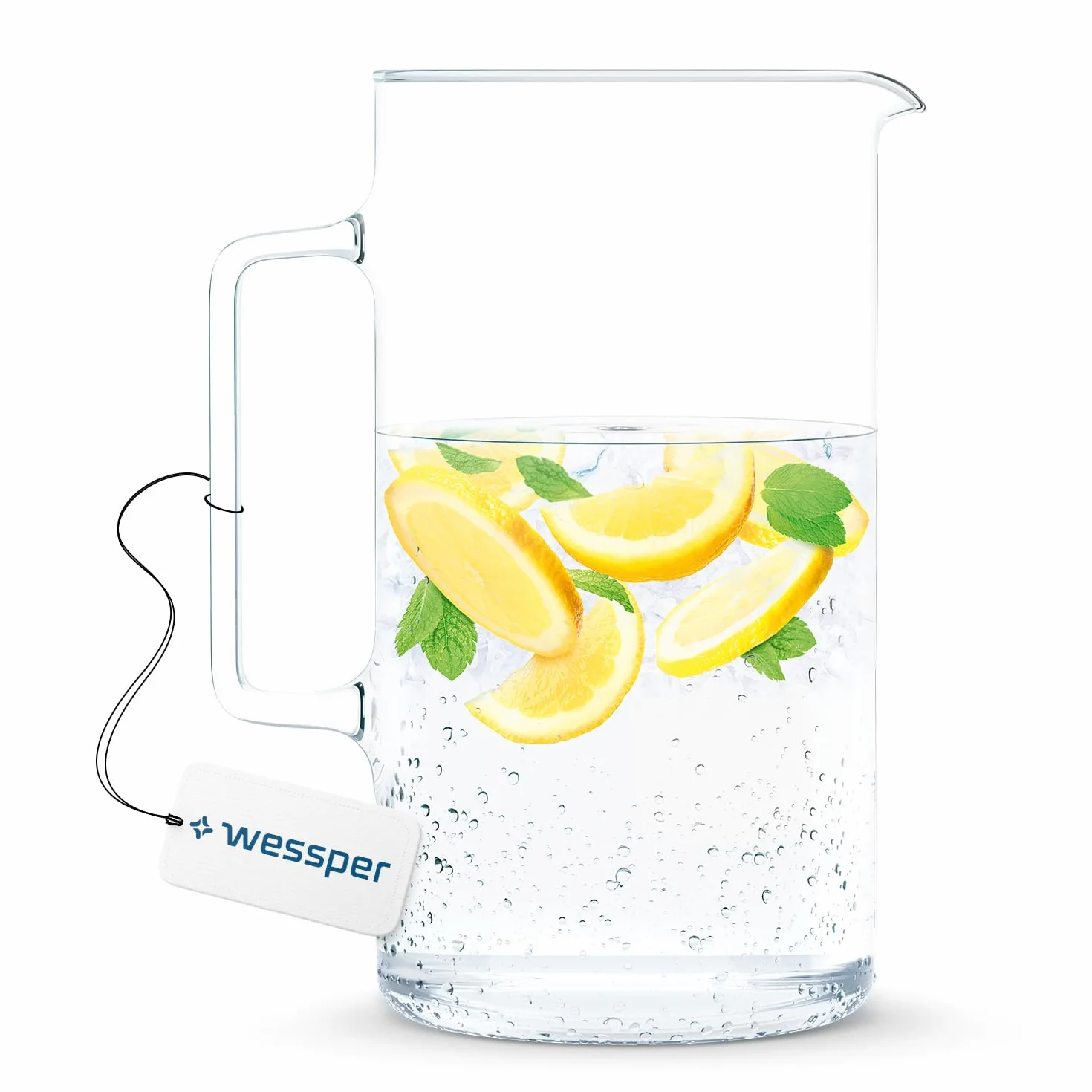 Wessper Dzbanek ze szkła borokrzemowego, 2.5 L, do napojów, zimną wodę, mrożoną herbatę, soków