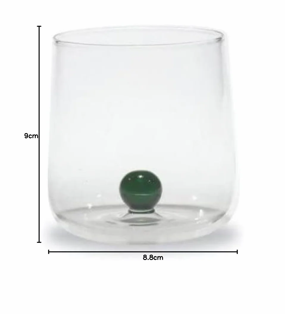 Zafferano Bilia Szklany kubek zestaw 6 sztuk przezroczyste szkło kolorowa szklana kulka cl 44 wys. 90 mm śr. 88 mm