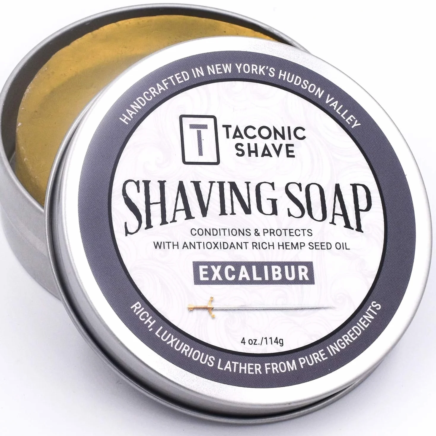 Taconic Shave Friseurladen Excalibur mydło do golenia z bogatym w przeciwutleniacze olejkiem z nasion konopi - świeży męski zapach