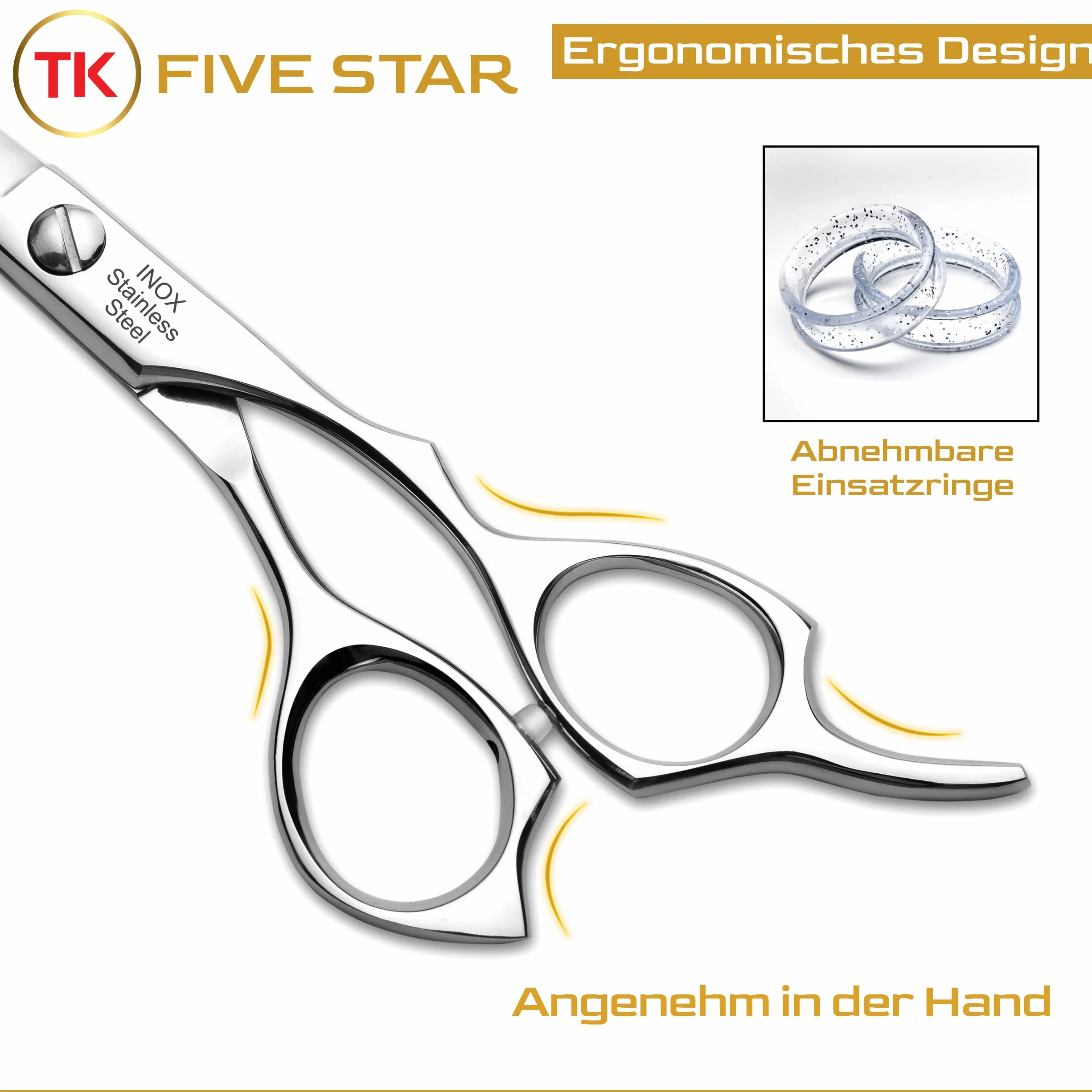 TK FIVE STAR Sigma profesjonalne nożyczki fryzjerskie Razor-Edge 7", nożyce do strzyżenia brody, nierdzewne dla kobiet, mężczyzn, fryzjerów, salonów fryzjerskich i dzieci, do mocnych i