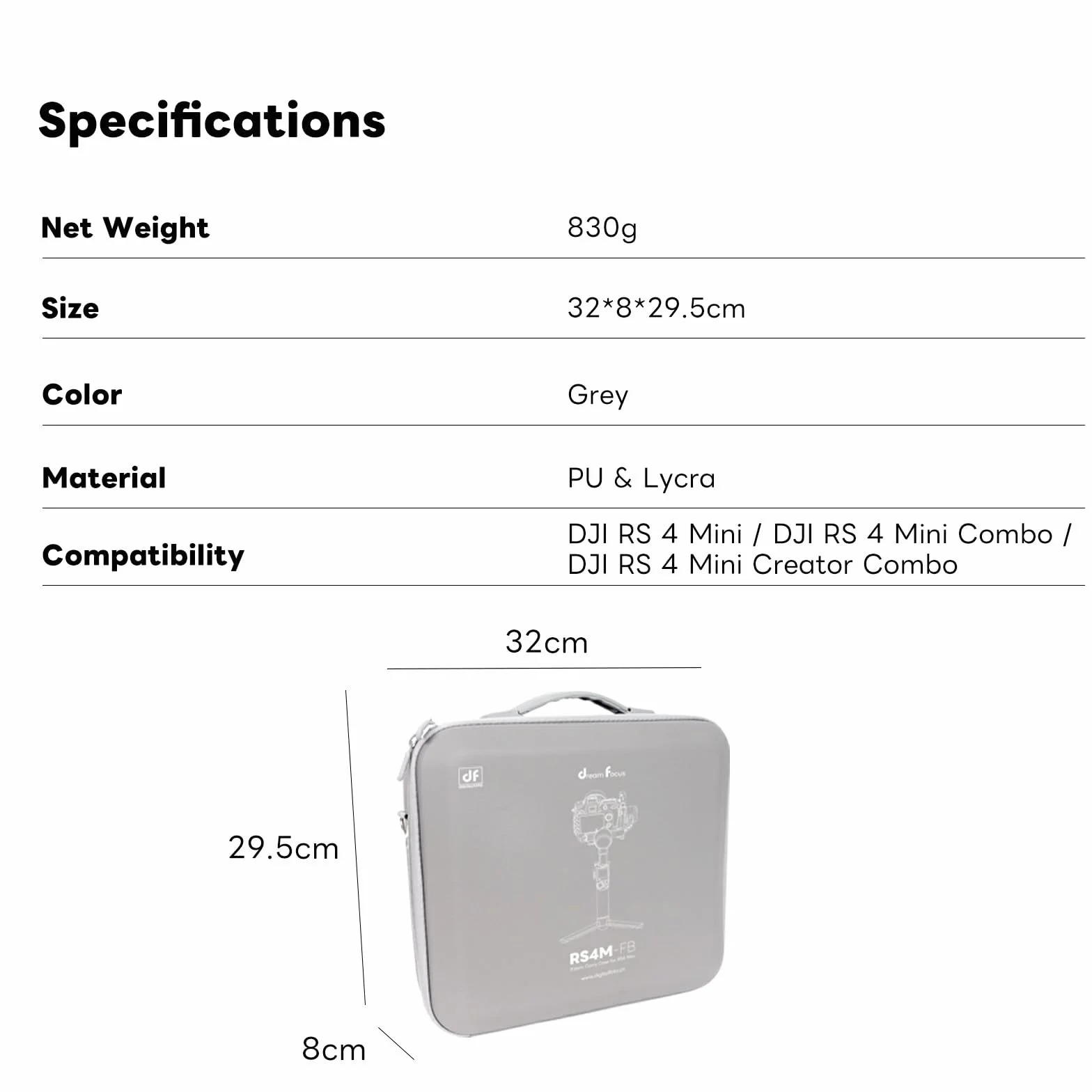 Futerał do DJI RS 4 Mini i RS 3 Mini, ochronna torba do przechowywania akcesoriów do stabilizatora ręcznego DJI Ronin, szary, Middle, Klasyczny
