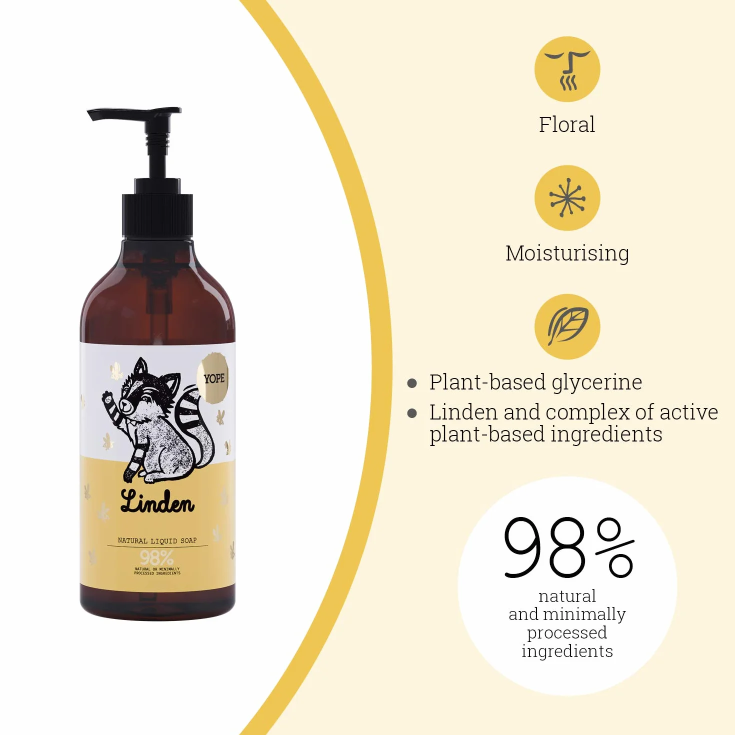 YOPE Mydło w płynie | 500 ml | naturalne mydło do rąk | do bardzo suchych rąk natychmiast | 98% z naturalnych składników | wegańskie | bez SLS i parabenów | bez okrucieństwa | PAO