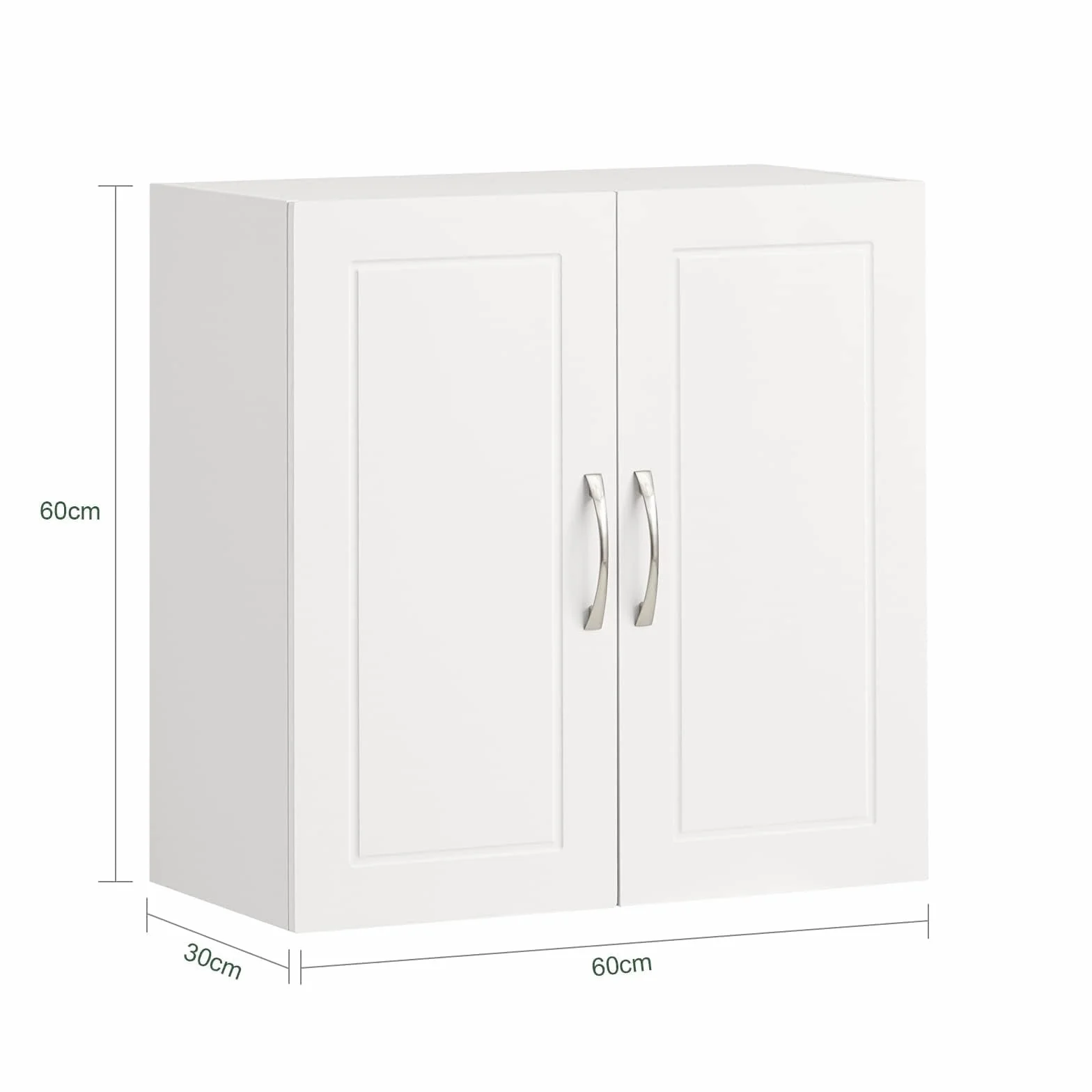 SoBuy FRG231-W szafka wisząca szafka ścienna szafka łazienkowa z dwojgiem drzwi, szafka kuchenna, szafka na lekarstwa meble łazienkowe Biały, 60 x 60 x 30 cm