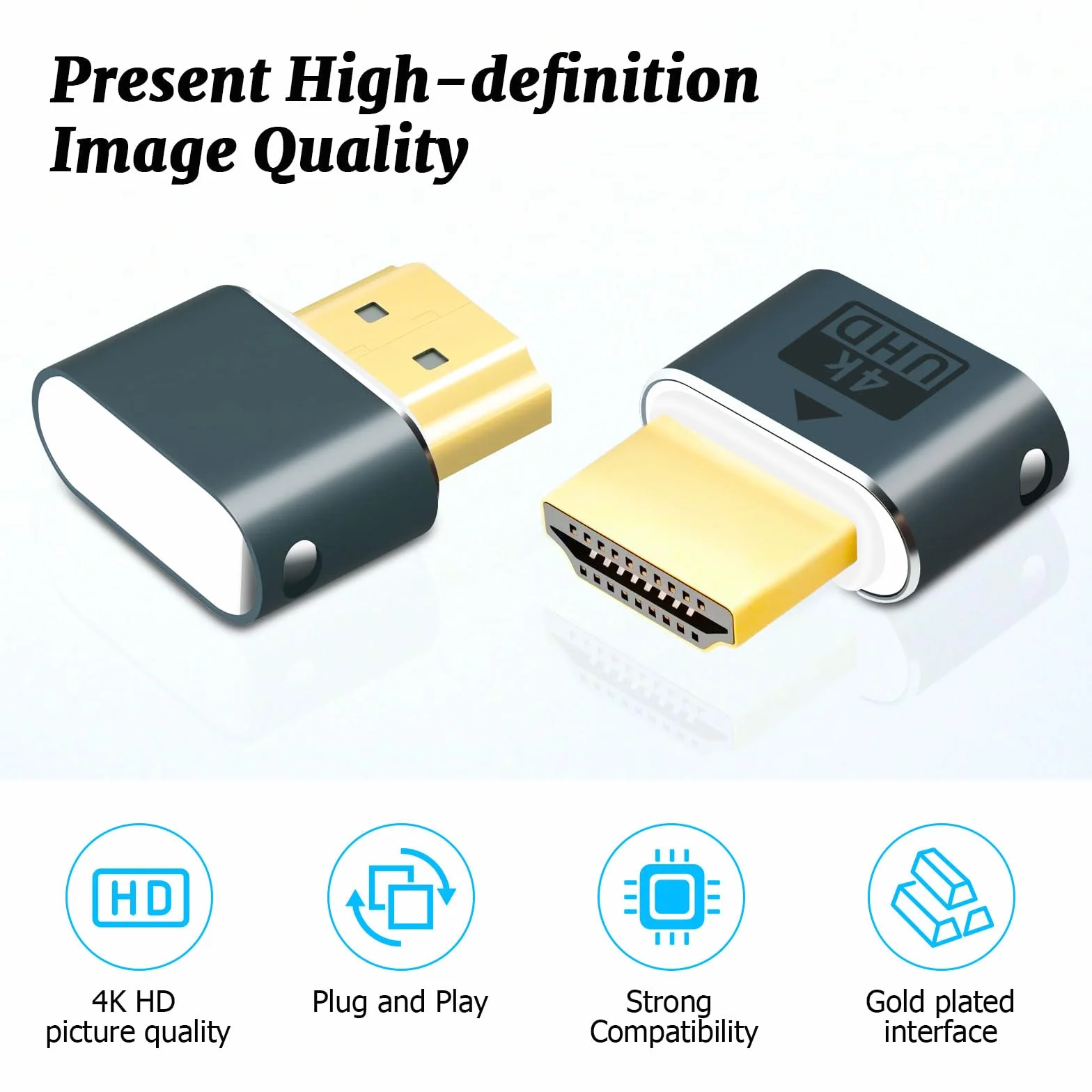 HDMI Dummy Plug, HDMI Dongle Virtual Monitor Display Emulator 4K 60 Hz do Windows Mac OSX Linux (z oświetleniem wskazującym)