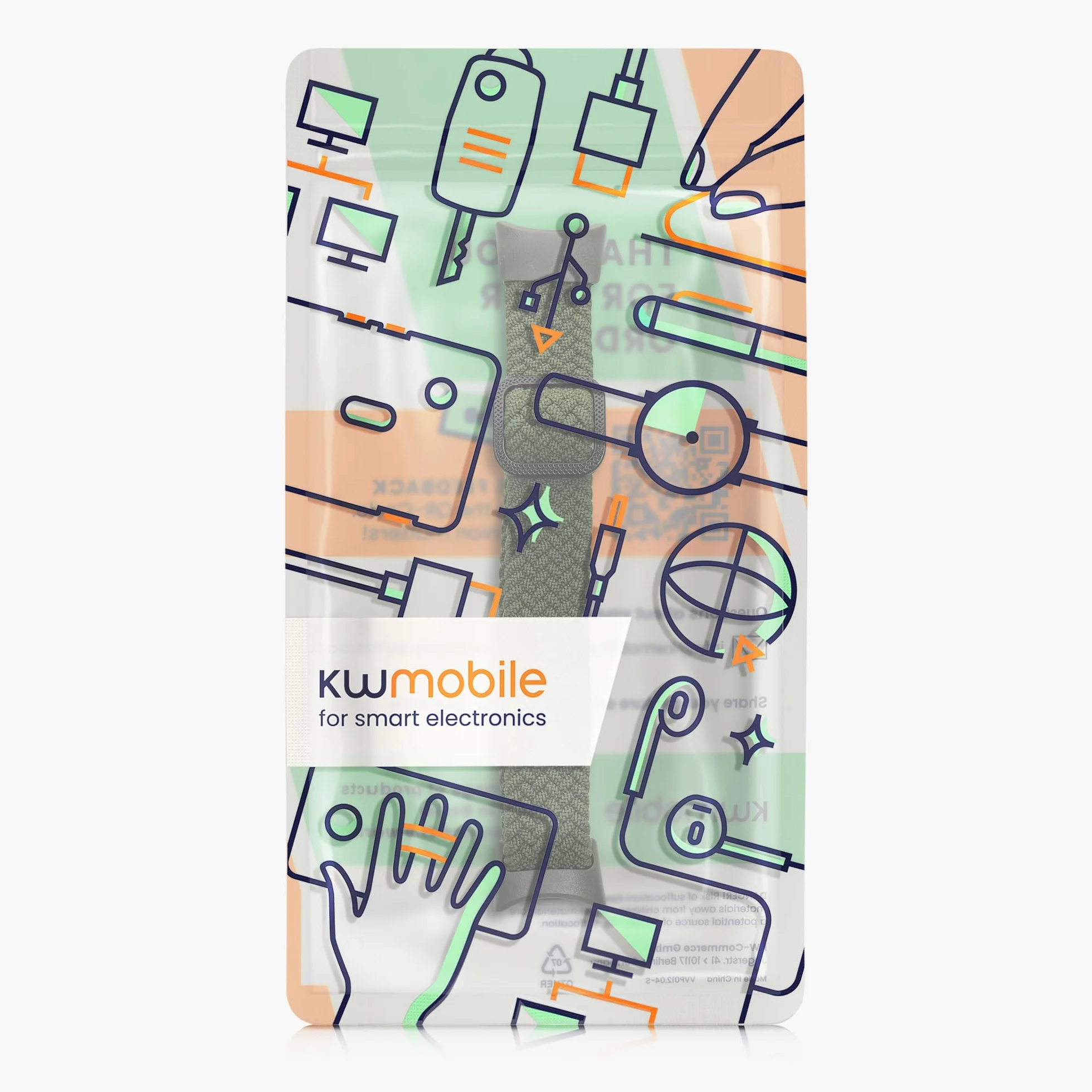 kwmobile Nylonowy pasek kompatybilny z Xiaomi Mi Band 8, zapasowy pasek do trackera fitness, czarny