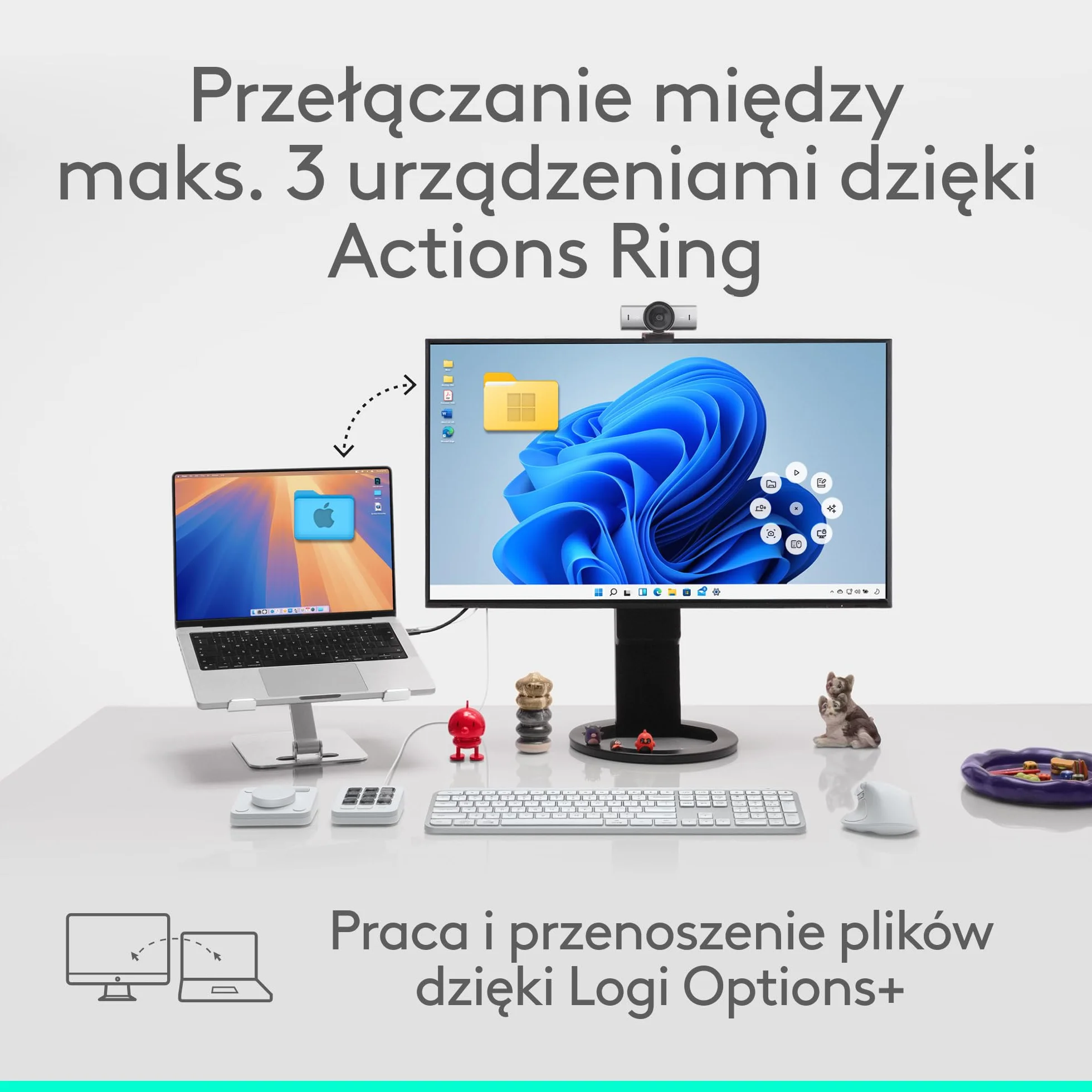 Logitech MX Master 4, ergonomiczna mysz bezprzewodowa z haptyczną informacją zwrotną, błyskawiczne przewijanie, ładowanie USB-C, Bluetooth, Windows, macOS - Jasnoszary