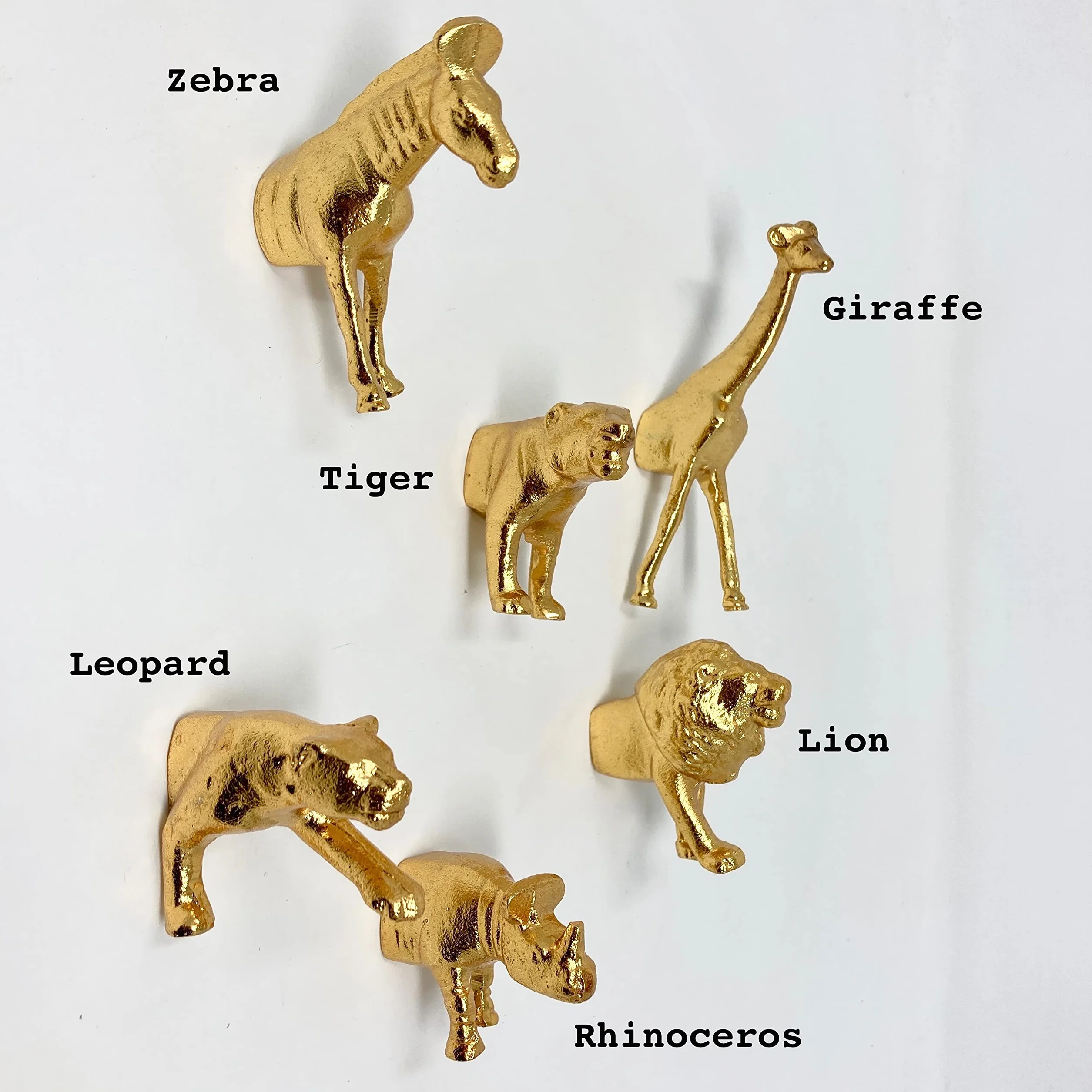 Złote żelazne metalowe gałki do szuflad Safari Animal (gałka, lew)