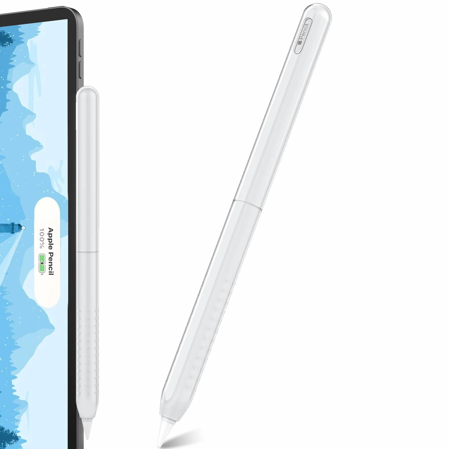 NIUTRENDZ Ultracienkie etui do Apple Pencil 2. generacji i Apple Pencil Pro Grip Cover akcesoria, przezroczyste wzornictwo Duotone, kompatybilne z ładowaniem magnetycznym i podwójnym dotknięciem