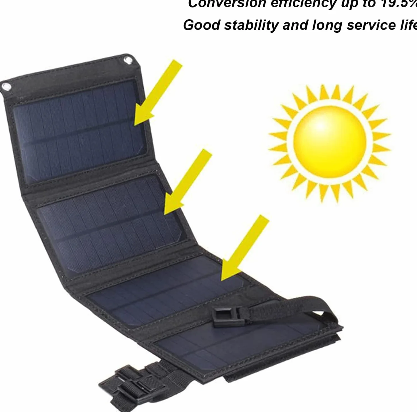 Ładowarka solarna 20W 5,5V składana przenośna zewnętrzna ładowarka do panelu słonecznego Power Bank wodoodporna bateria zewnętrzna kompatybilna ze smartfonami, tabletami i innymi urządzeniami do (21W)