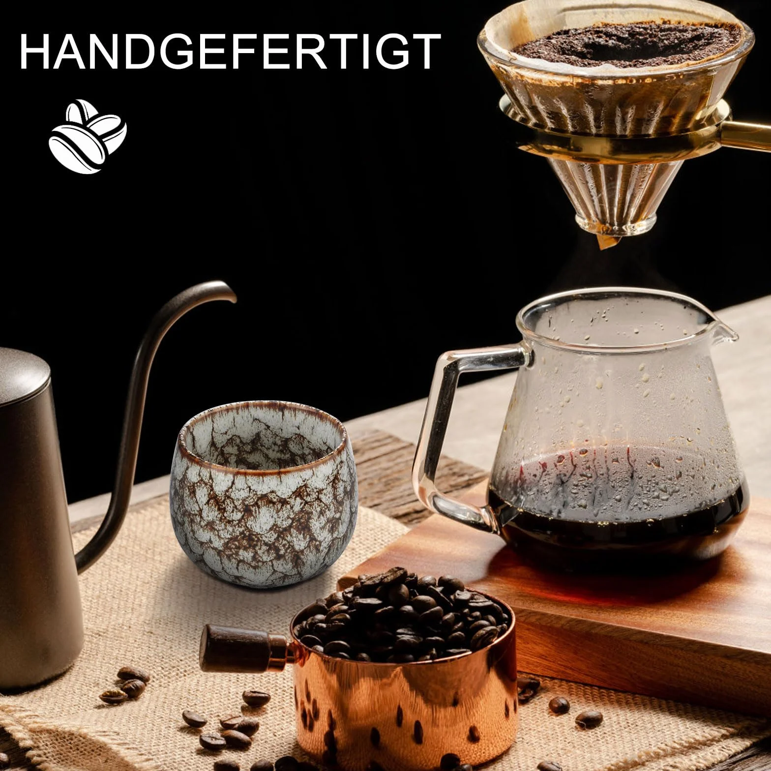 DAWRIS Zestaw Filiżanek do Espresso i Mokki - 5 Sztuk, 130 ml, Ceramiczne, Bez Uchwytu, Japońskie Filiżanki do Herbaty, Kawy, Cappuccino