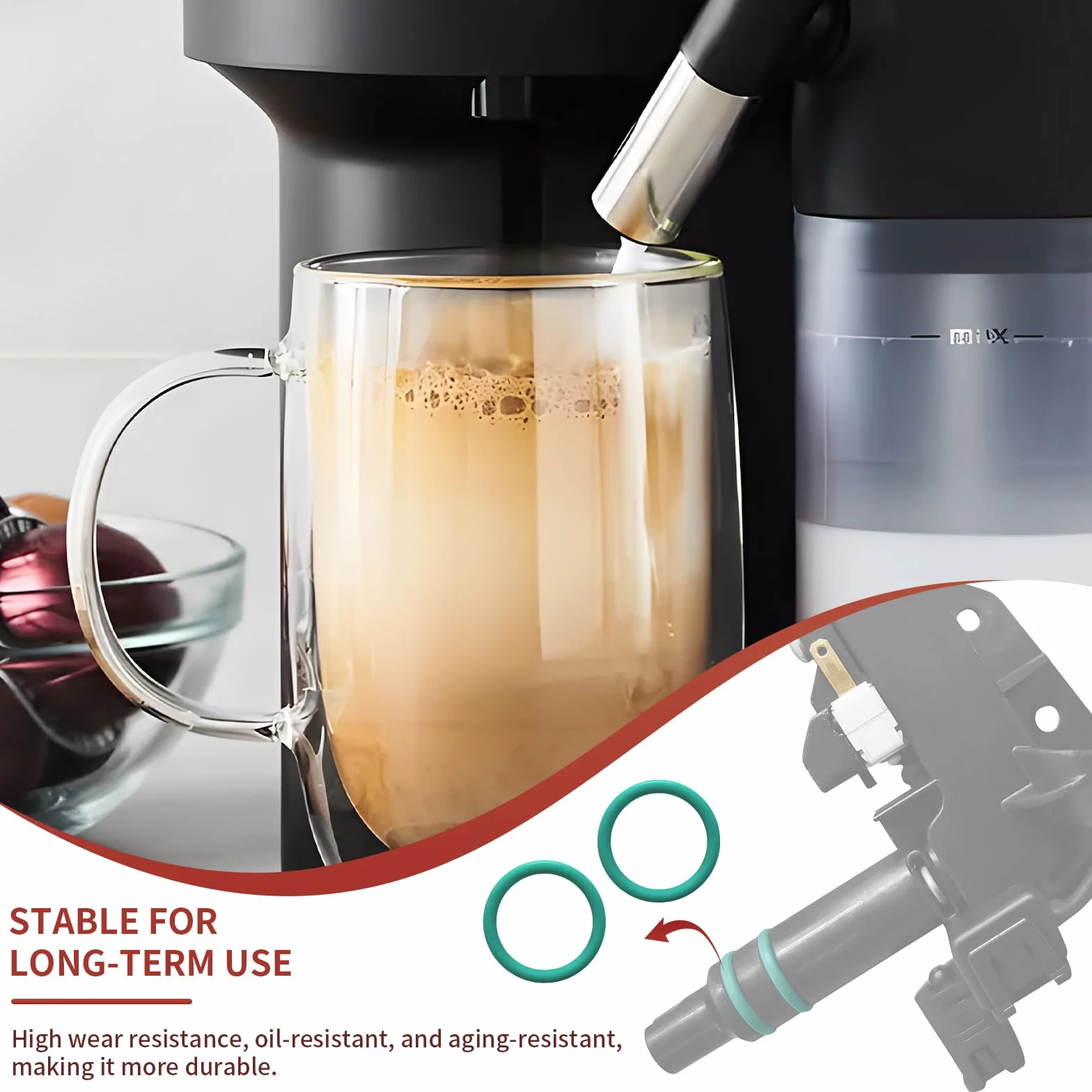 Uszczelka do spieniacza mleka Delonghi – zestaw uszczelek do Delonghi Dinamica części zamiennych pojemnika na mleko, uszczelki o-ringów do ekspresu do kawy Delonghi, akcesoria Primadonna/ESAM/ECAM itp