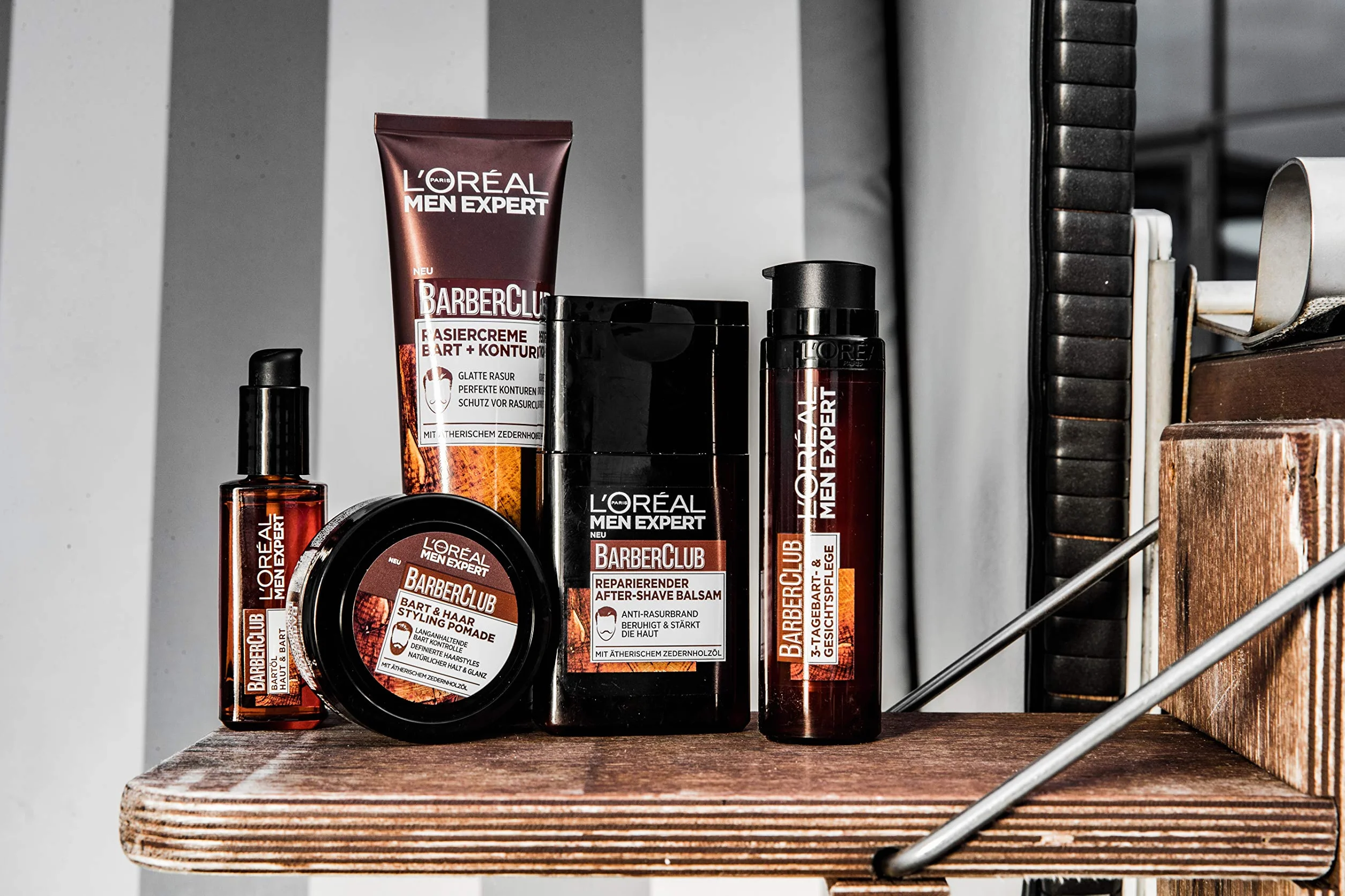 L'Oréal Men Expert Pielęgnacja brody, krem do golenia zapewnia gładkie golenie i wyraźne kontury twarzy, olejek eteryczny z drewna cedrowego, Barber Club, 2 x 150 ml