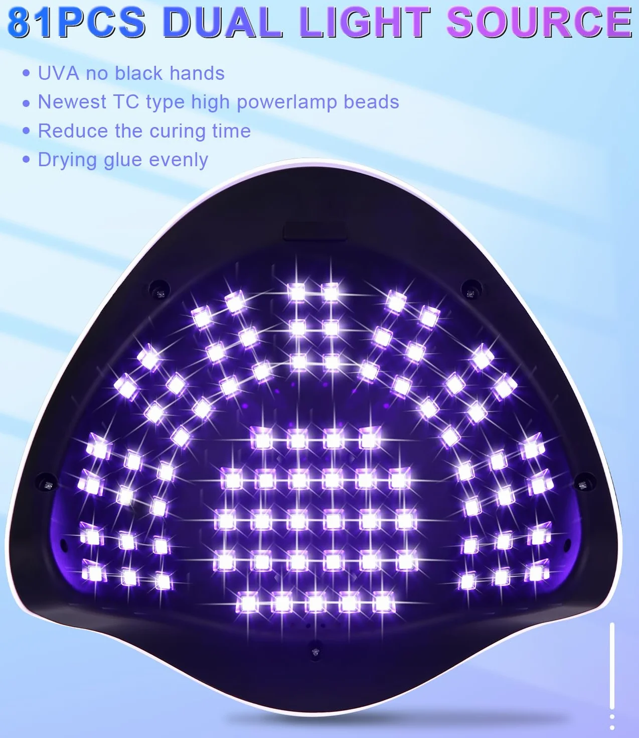 Zawaer Lampa do paznokci UV LED,suszarka do paznokci 380W z wyświetlaczem,czujnik automatyczny 4 ustawienia timera,81 sztuk koralików do lamp profesjonalne narzędzia zdobienia paznokci dla salonu