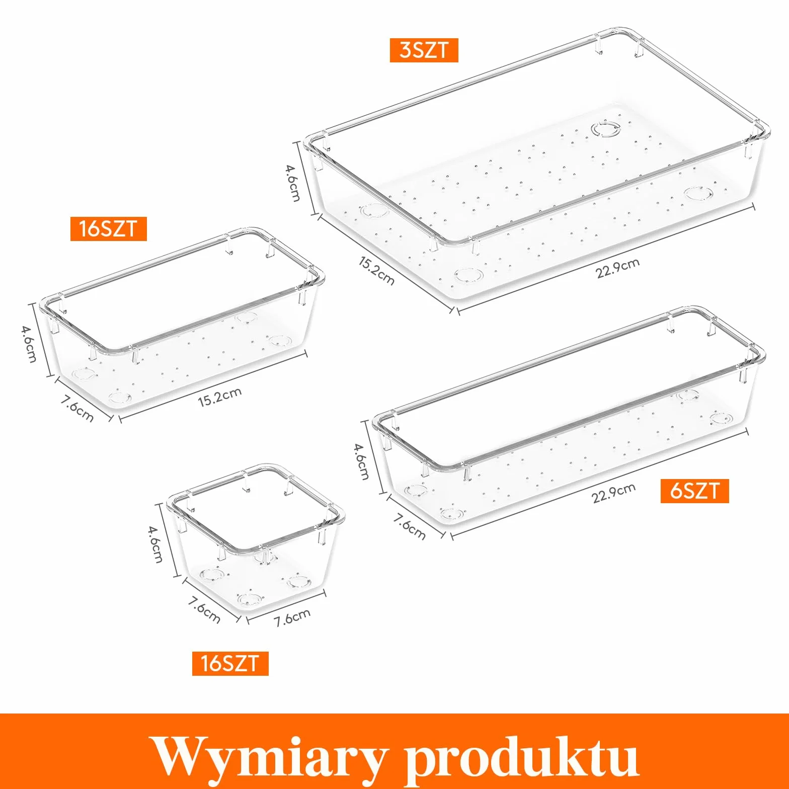 Lifewit 41 organizerów do szuflad, 4 rozmiary, przezroczyste, do łazienki, kuchni, sypialni, biura
