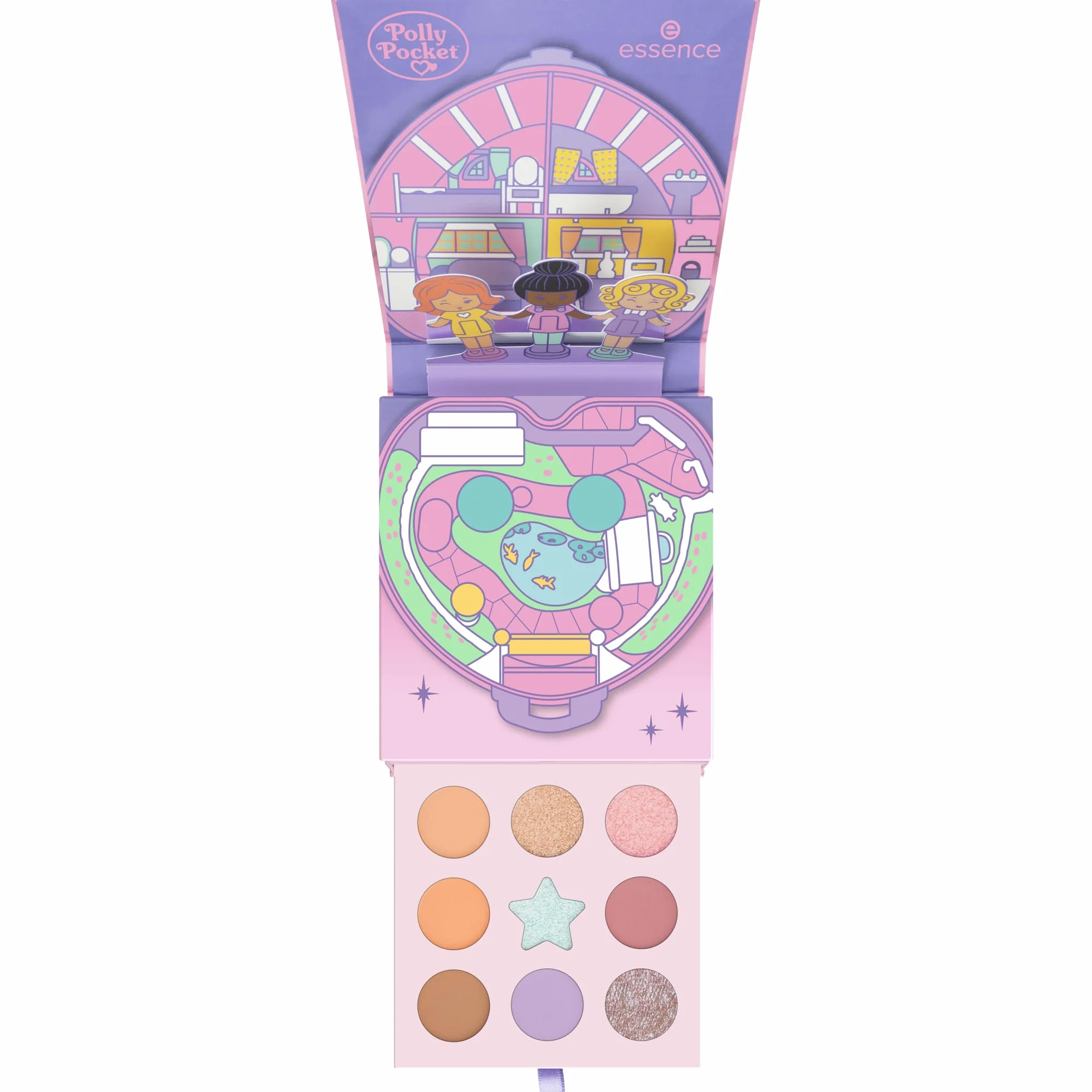 essence Paleta cieni do powiek Polly Pocket eyeshadow palette, mieniący się, intensywny kolor, matowy (7.4g)