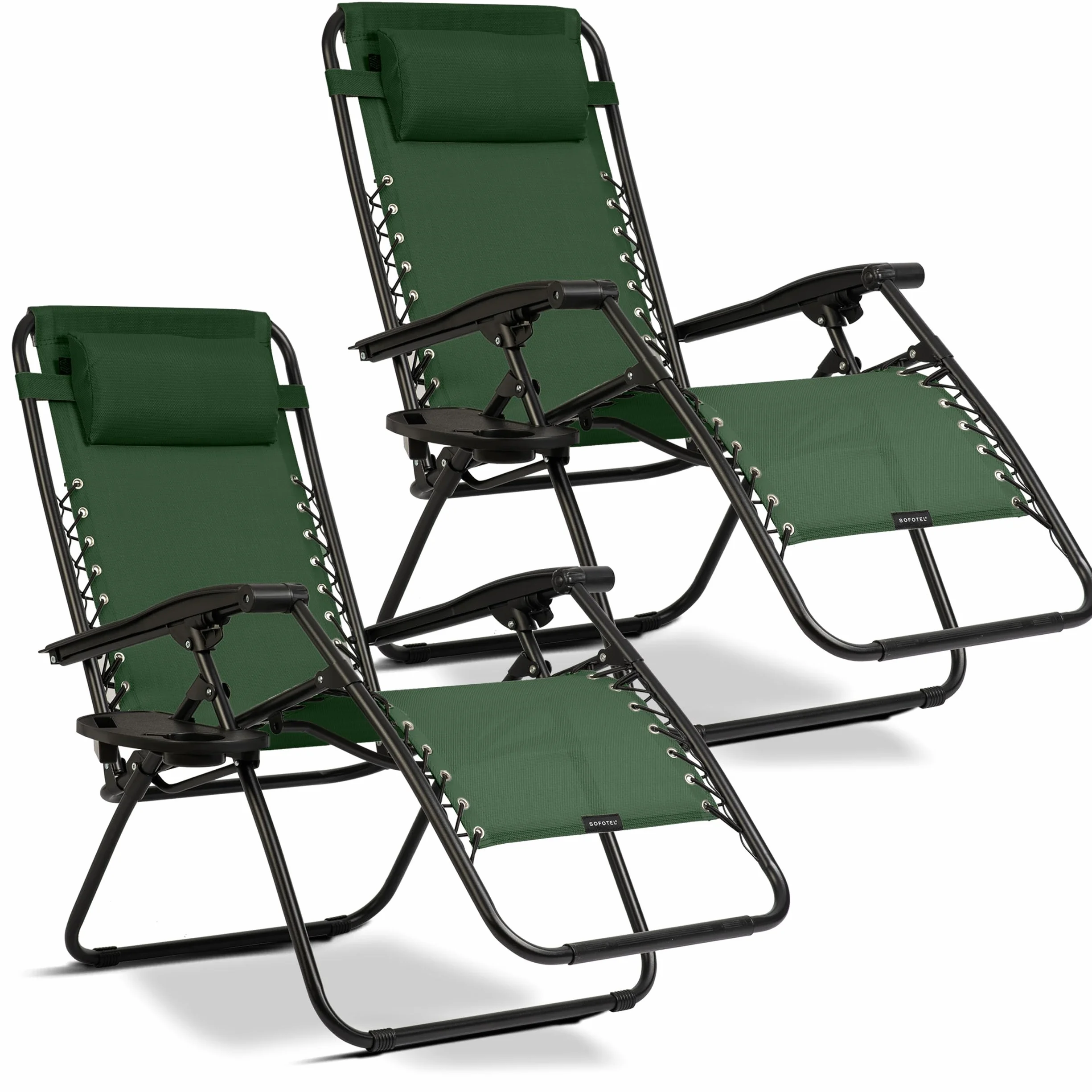 Leżak Ogrodowy ChillWell Składany z Poduszką 120 kg 110x102x60 cm Zielony 2 Sztuki