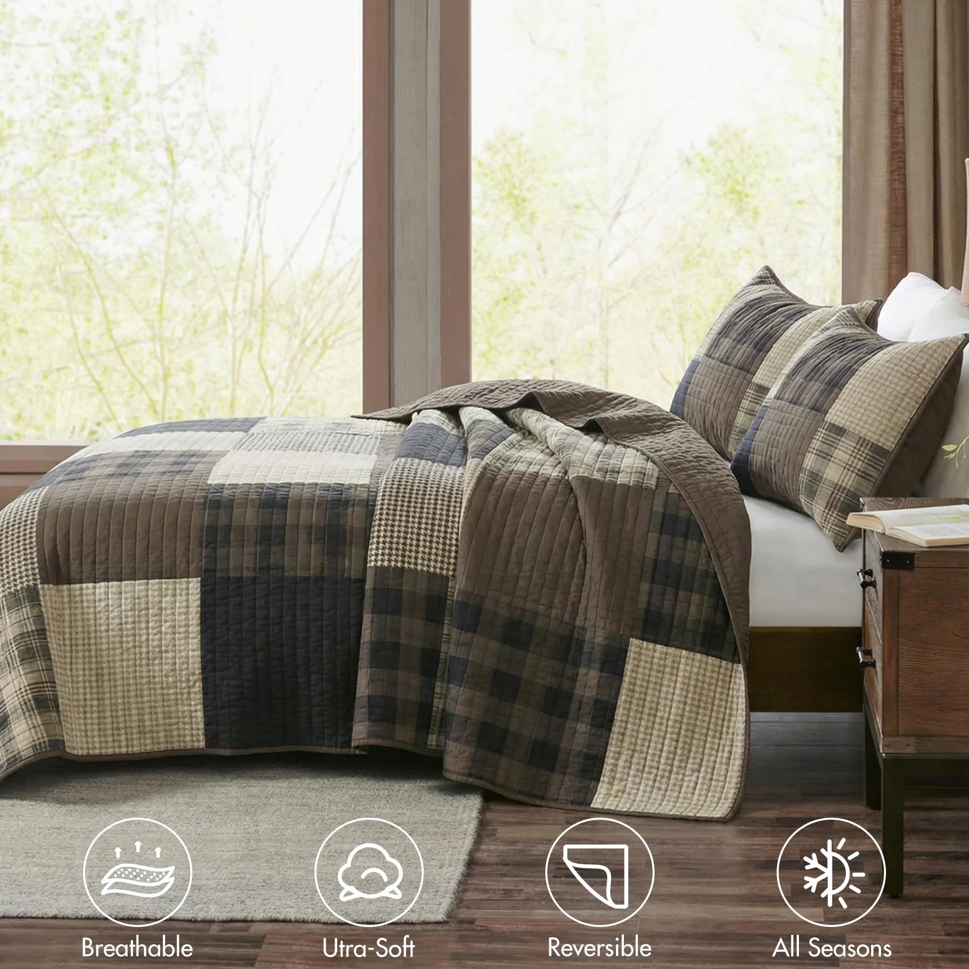 Woolrich Zestaw kołder patchworkowy pikowanie kanałowe narzuta na łóżko podwójne bawełniana lekka
