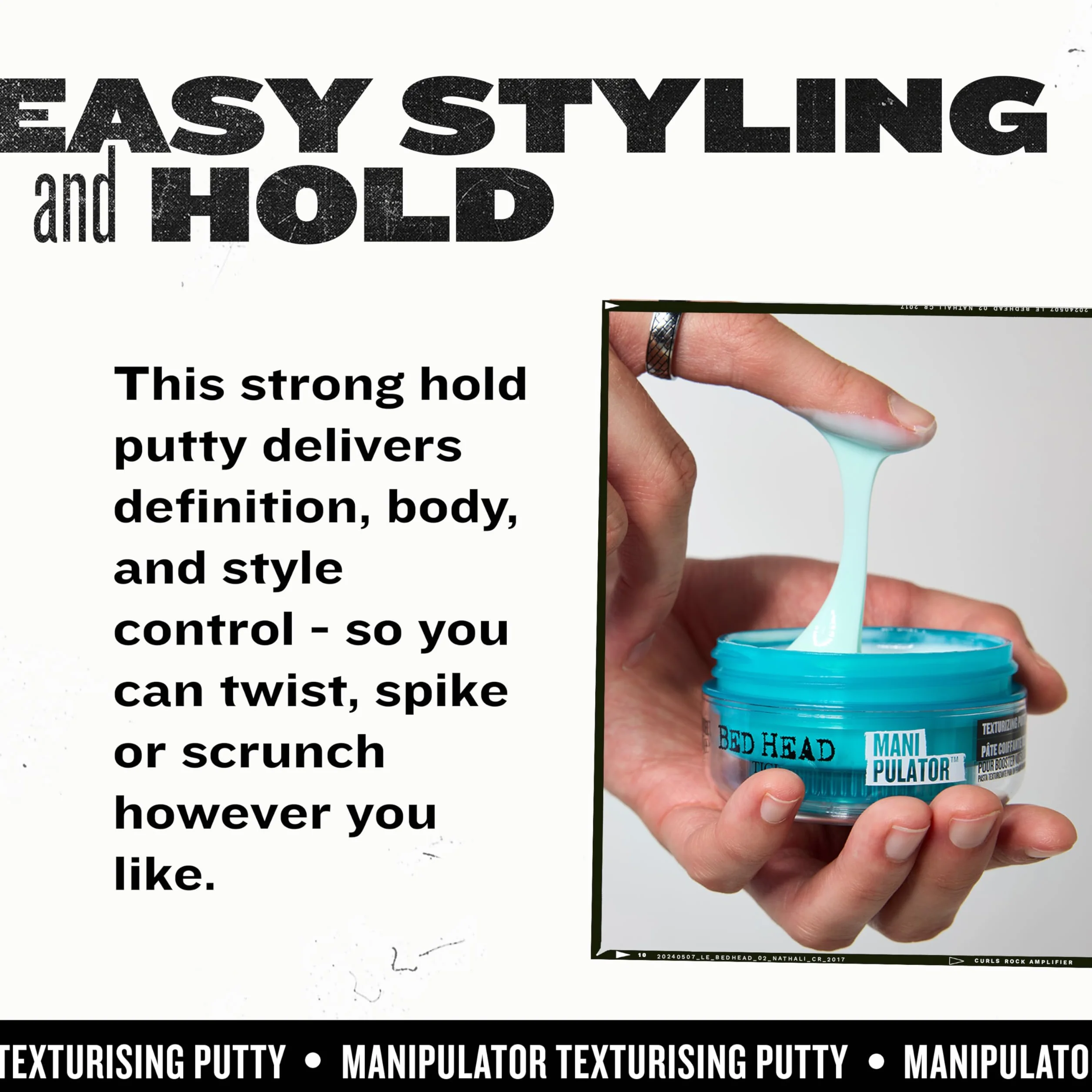Tigi Bed Head Manipulator, Pasta do Włosów Nadająca Teksturę, o Mocnym Utrwaleniu, 57 g