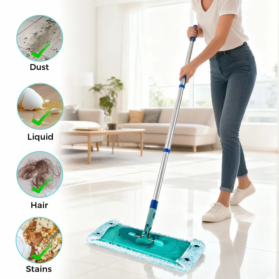 2 sztuki nakładki do mopa Leifheit Twist/ Combi Xl Micro Duo, 48 cm Nakładka zamienna do mopa Leifheit, szybko usuwa plamy bez pozostawiania smug, bardzo chłonna, można prać i używać wielokrotnie