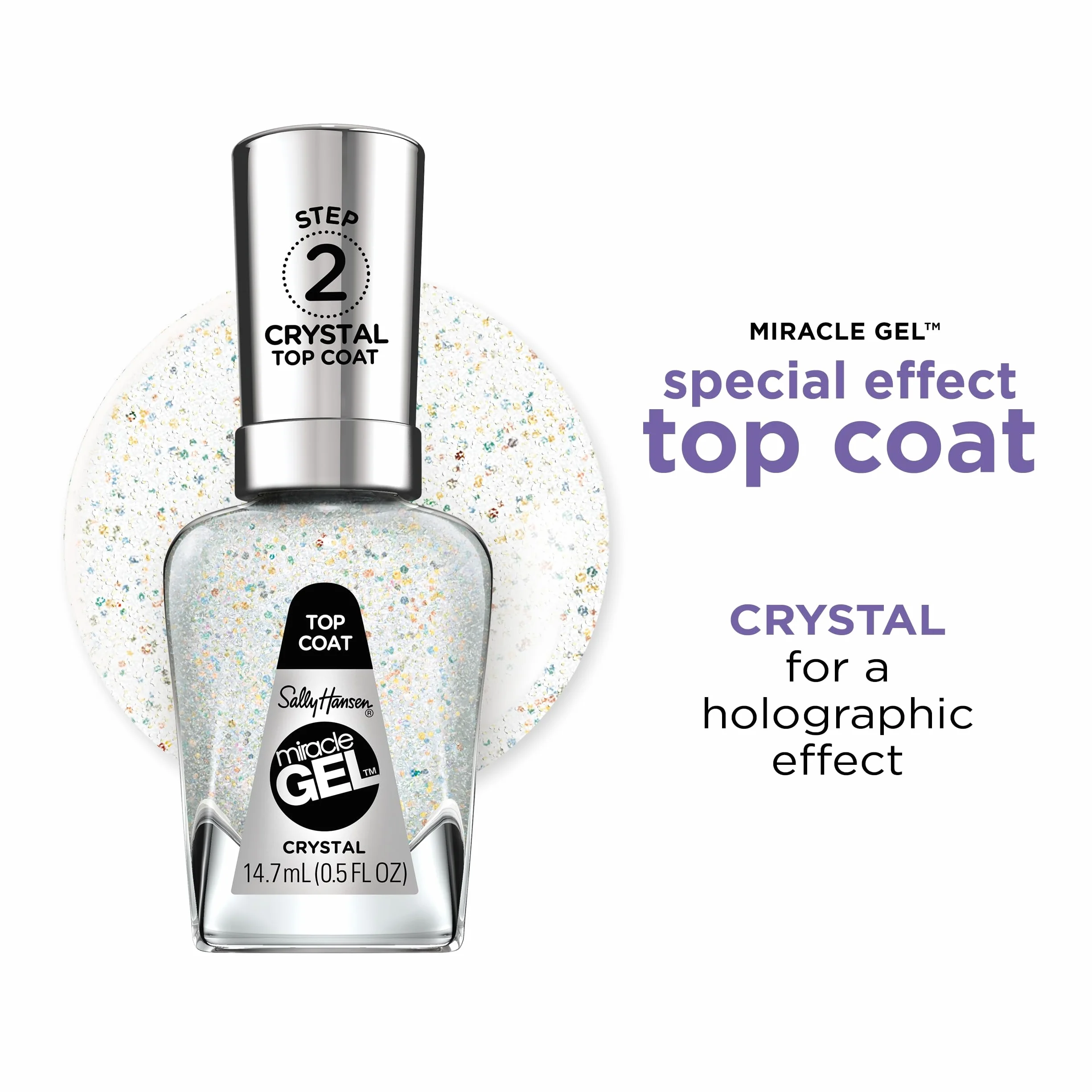 Sally Hansen Miracle Gel® Lakier top coat do paznokci – Crystal Top Coat – 14,7 ml