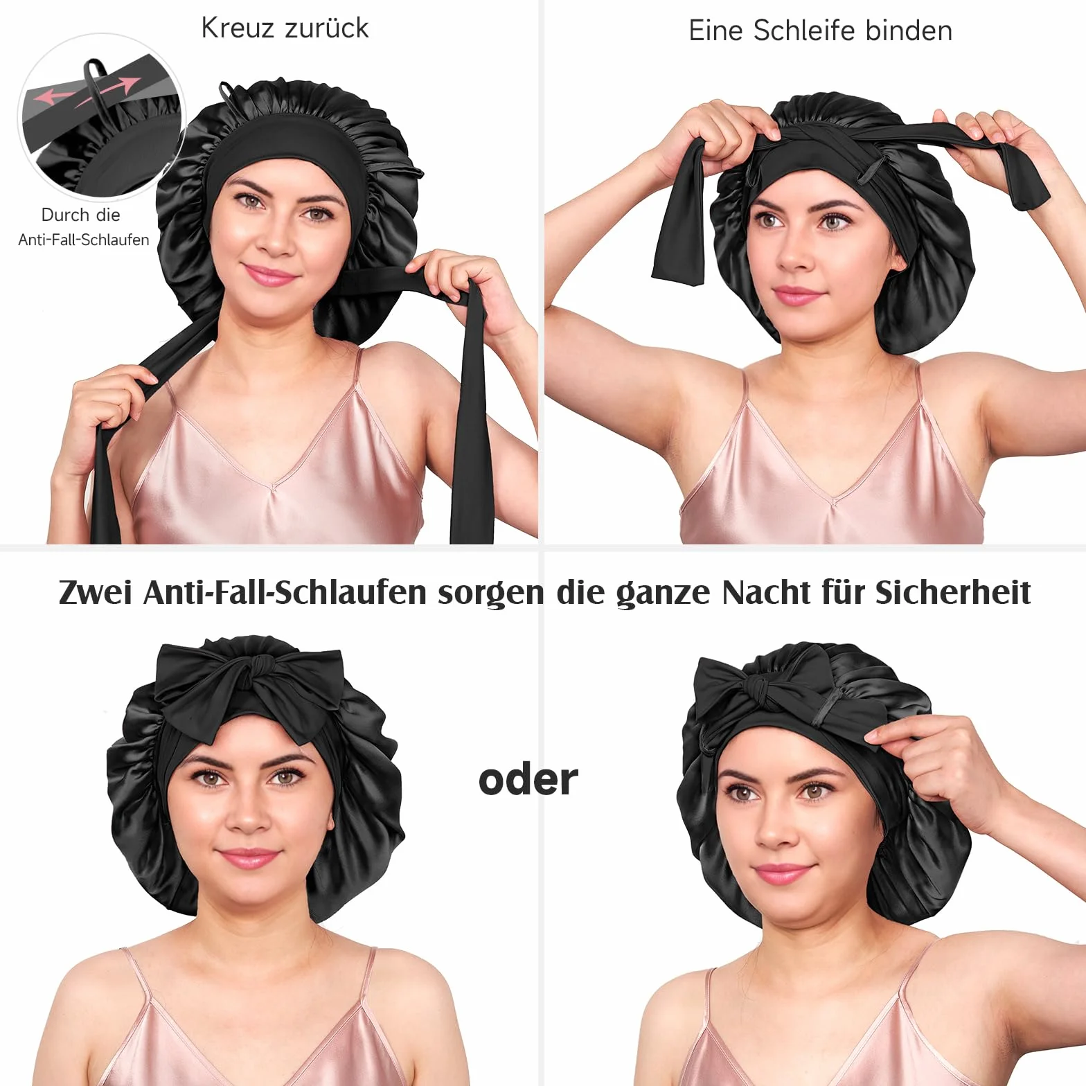 Umisleep 100% jedwabny czepek do spania – dwustronny jedwab morwowy do długich włosów, oddychający i miękki, 22 momme, z regulowanym paskiem, bladozłoty, Jasne złoto