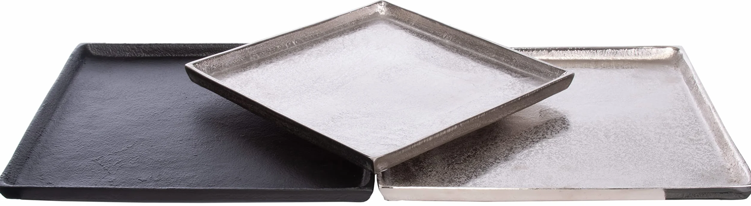 Taca dekoracyjna kwadratowa aluminium srebrna 25x25 cm