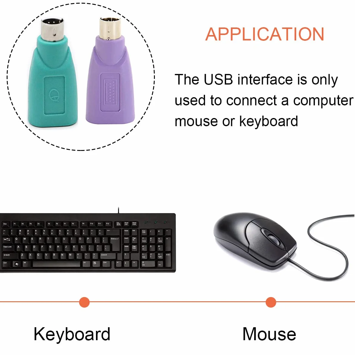 PS/2 na USB A męski na żeński adapter do klawiatury PS2 Jack na USB A wtyczka do myszy i klawiatury, 4 szt