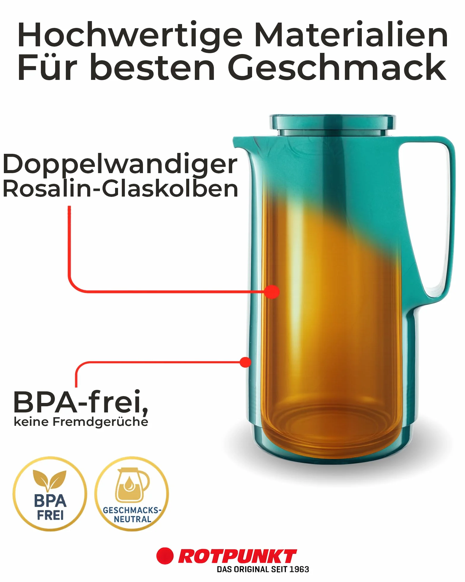 ROTPUNKT Termos 1 l dzbanek do kawy premium Made in Germany utrzymuje ciepło do 24 godzin Maxima 760 Shiny Hummingbird