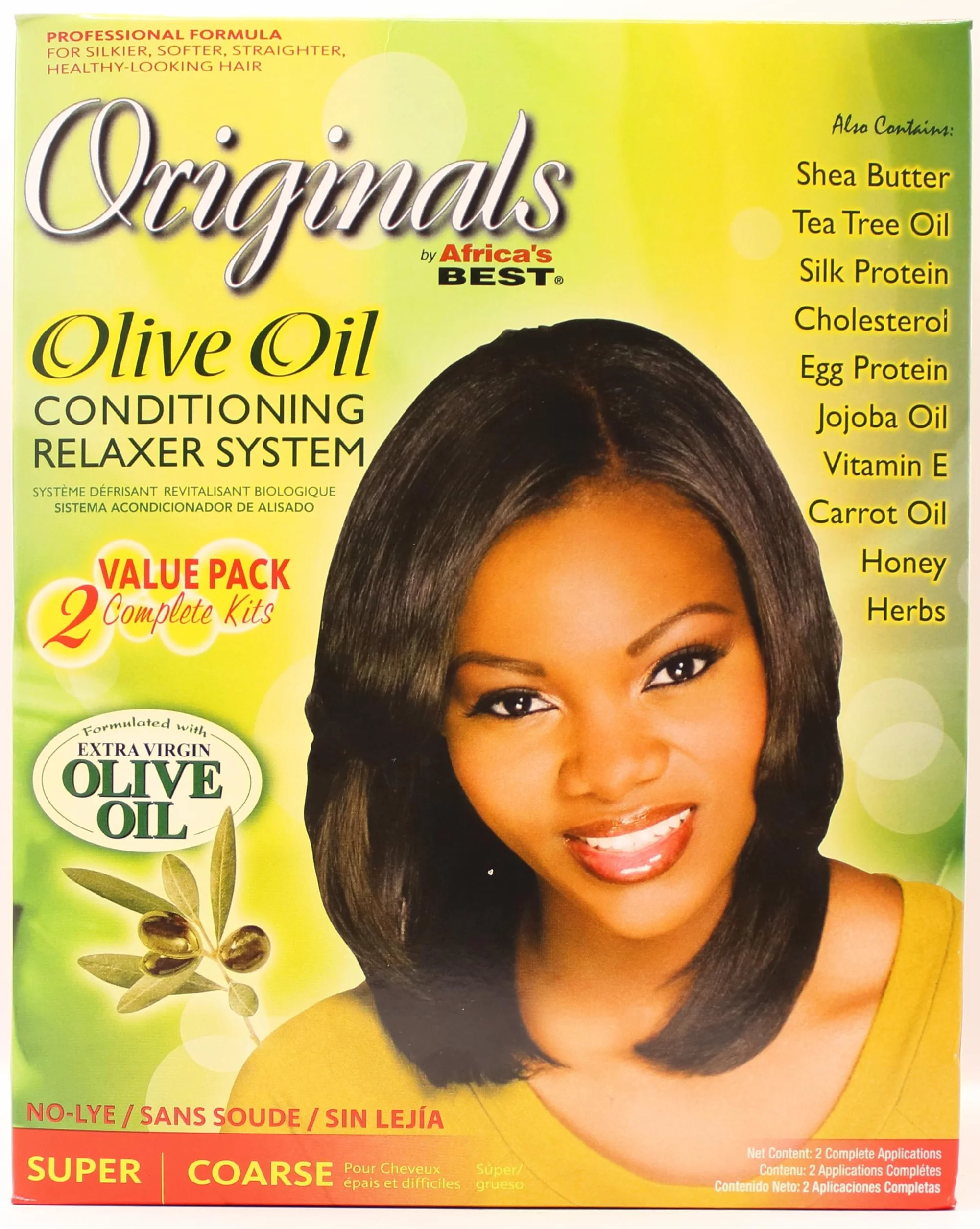 Relaksujący / wygładzający krem Africa's Best Organics Olive Oil 2 x Complete Kits Relaxer SUPER / COARSE