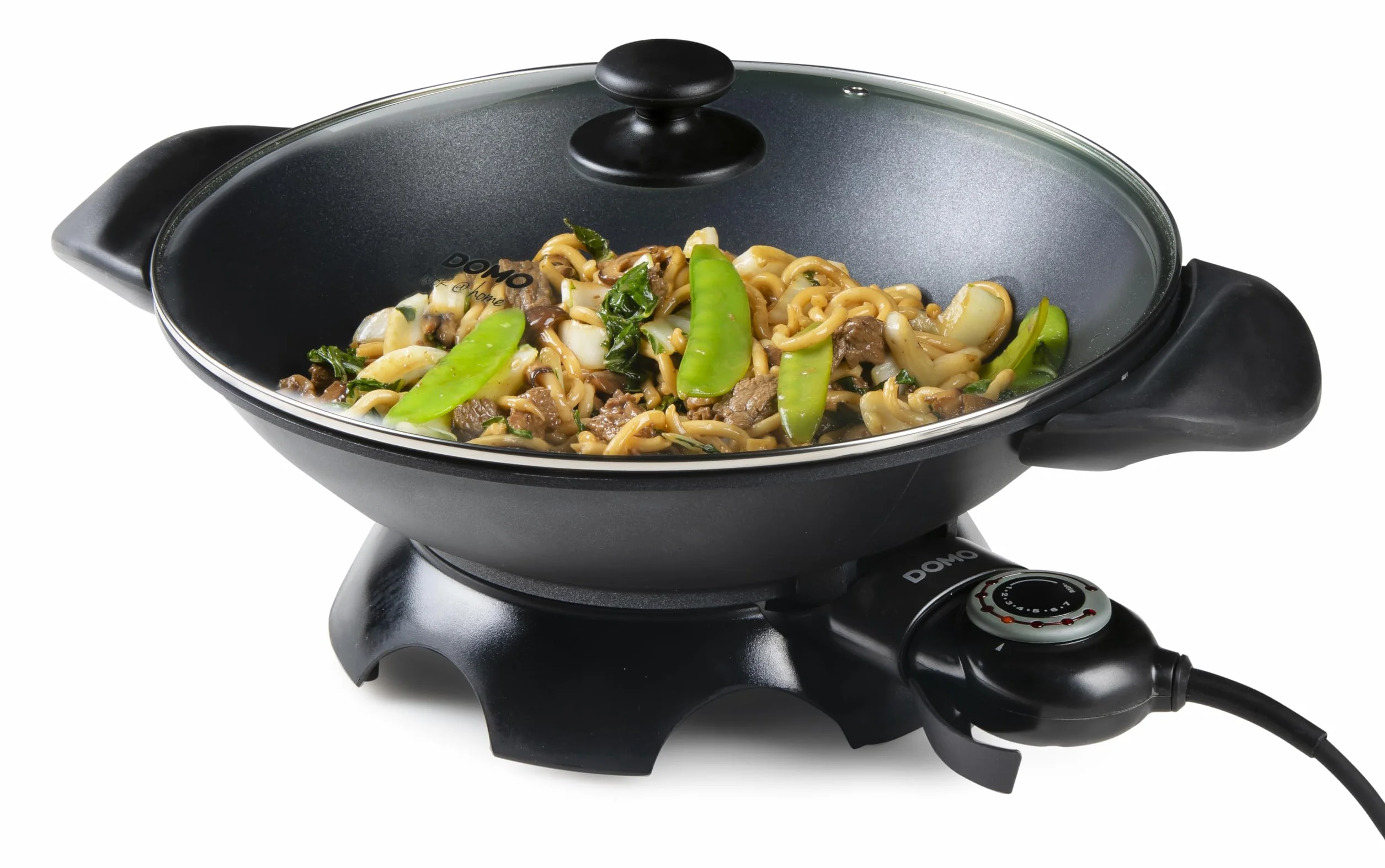 Domo DO8708W elektryczny wok, aluminium, 2200 W, 5 litrów, czarny