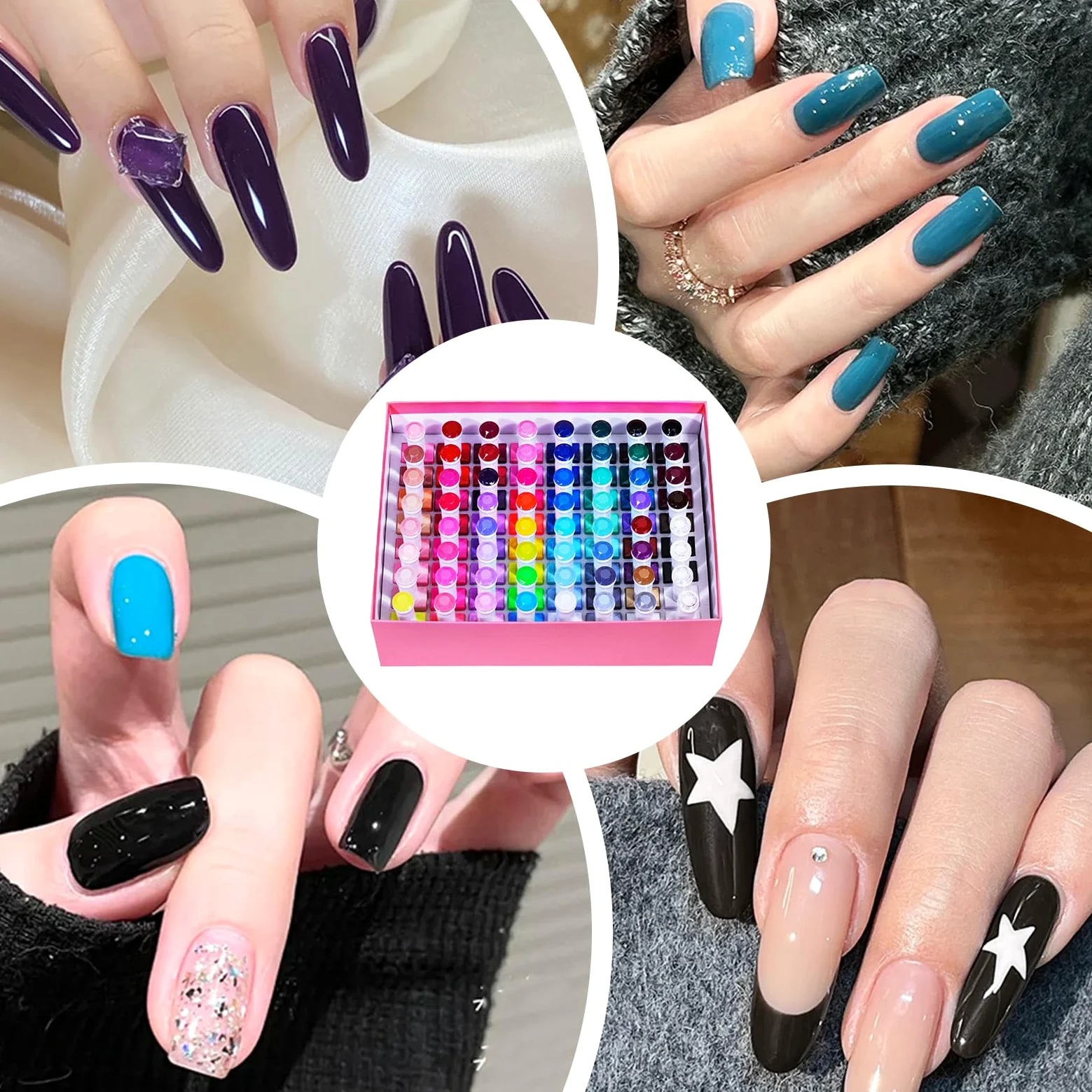 Zestaw Lakierów Hybrydowych 60 Kolorów Długotrwałe Szybkoschnące Akcesoria | Kolory Lakierów Hybrydowych Do Domowego I Salonowego Manicure Spa Podróży Ślubu Wakacji